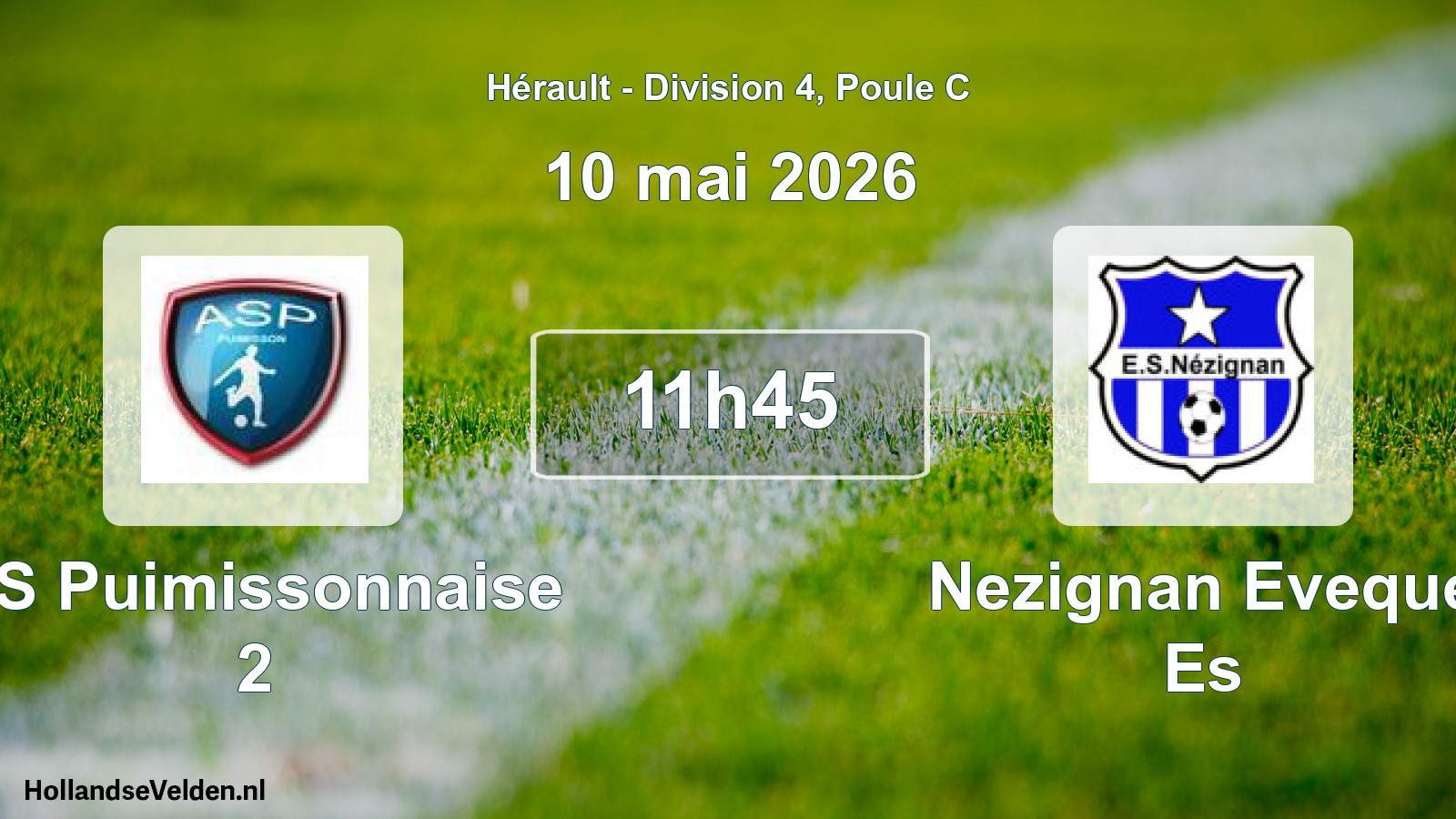 Match programmé: AS Puimissonnaise 2 - Nezignan Eveque Es (10 mai 2026)