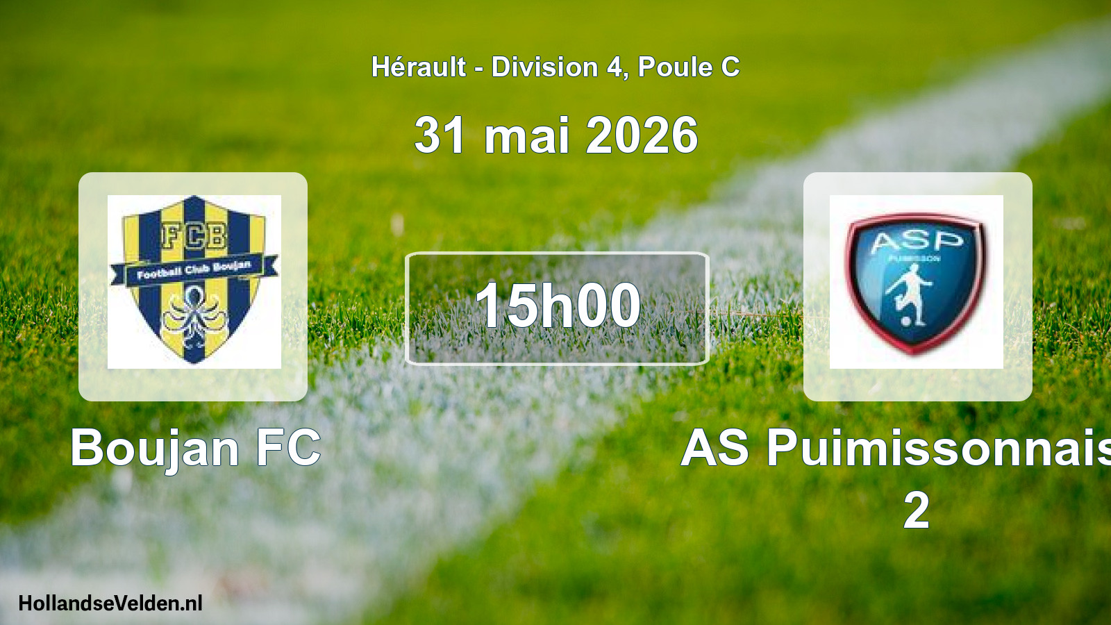 Match programmé: Boujan FC - AS Puimissonnaise 2 (31 mai 2026)