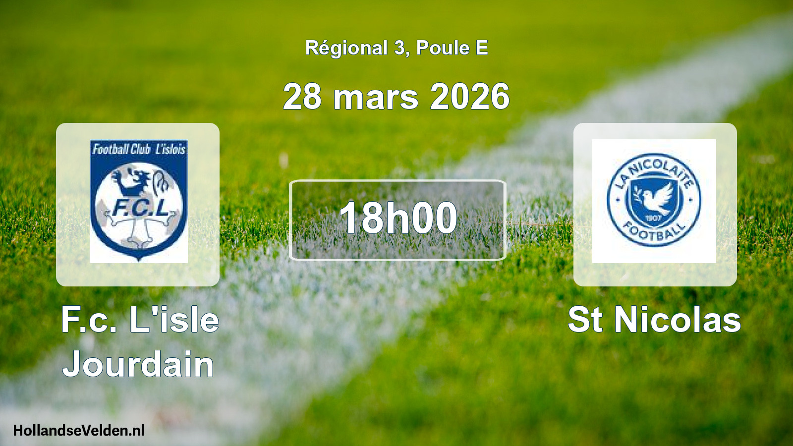 Geplande wedstrijd: F.c. L'isle Jourdain - St Nicolas (28 mars 2026)