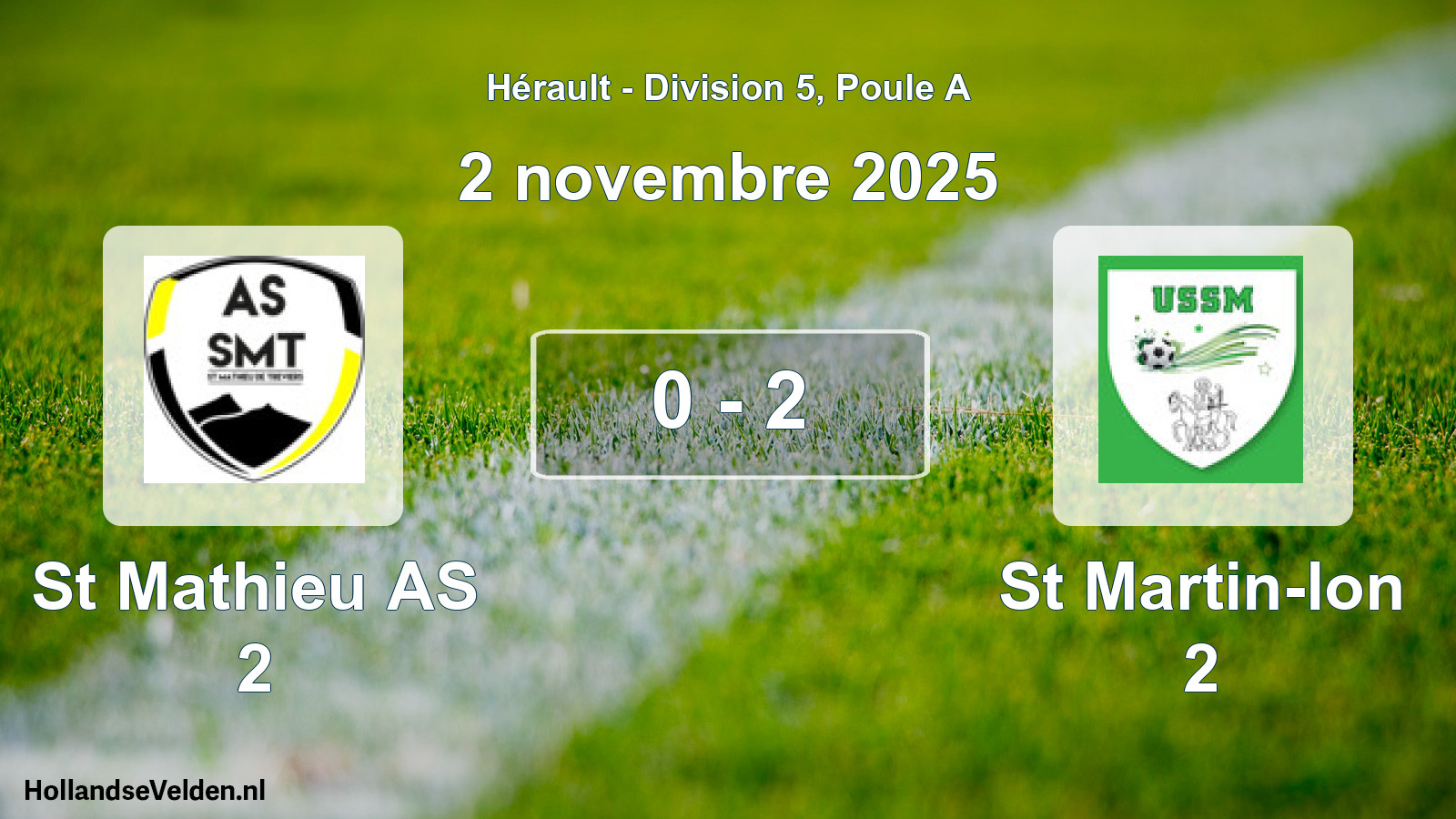 Match joué: St Mathieu AS 2 - St Martin-lon 2 0 - 2 (2 novembre 2025)