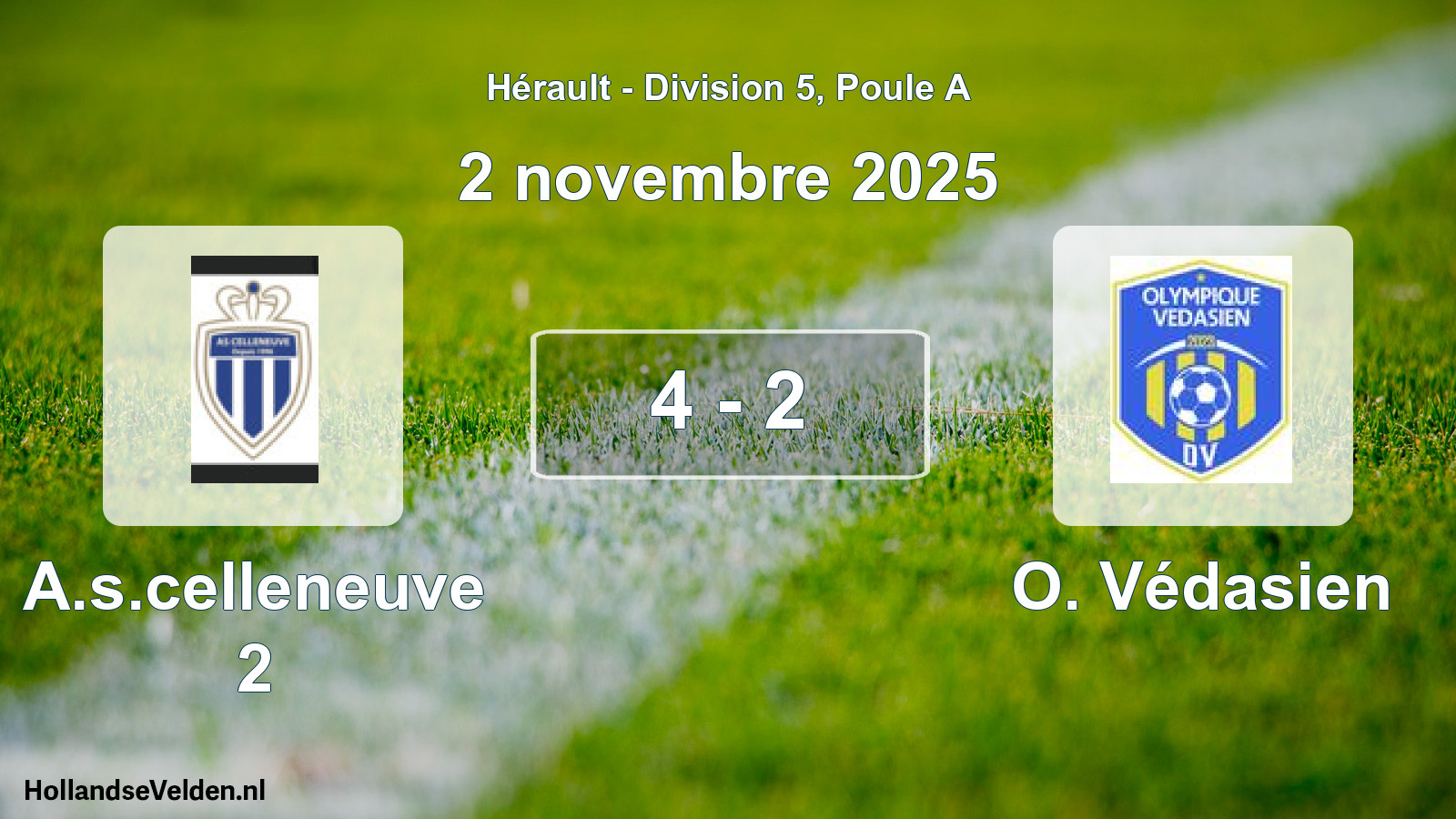 Match joué: A.s.celleneuve 2 - O. Védasien 4 - 2 (2 novembre 2025)