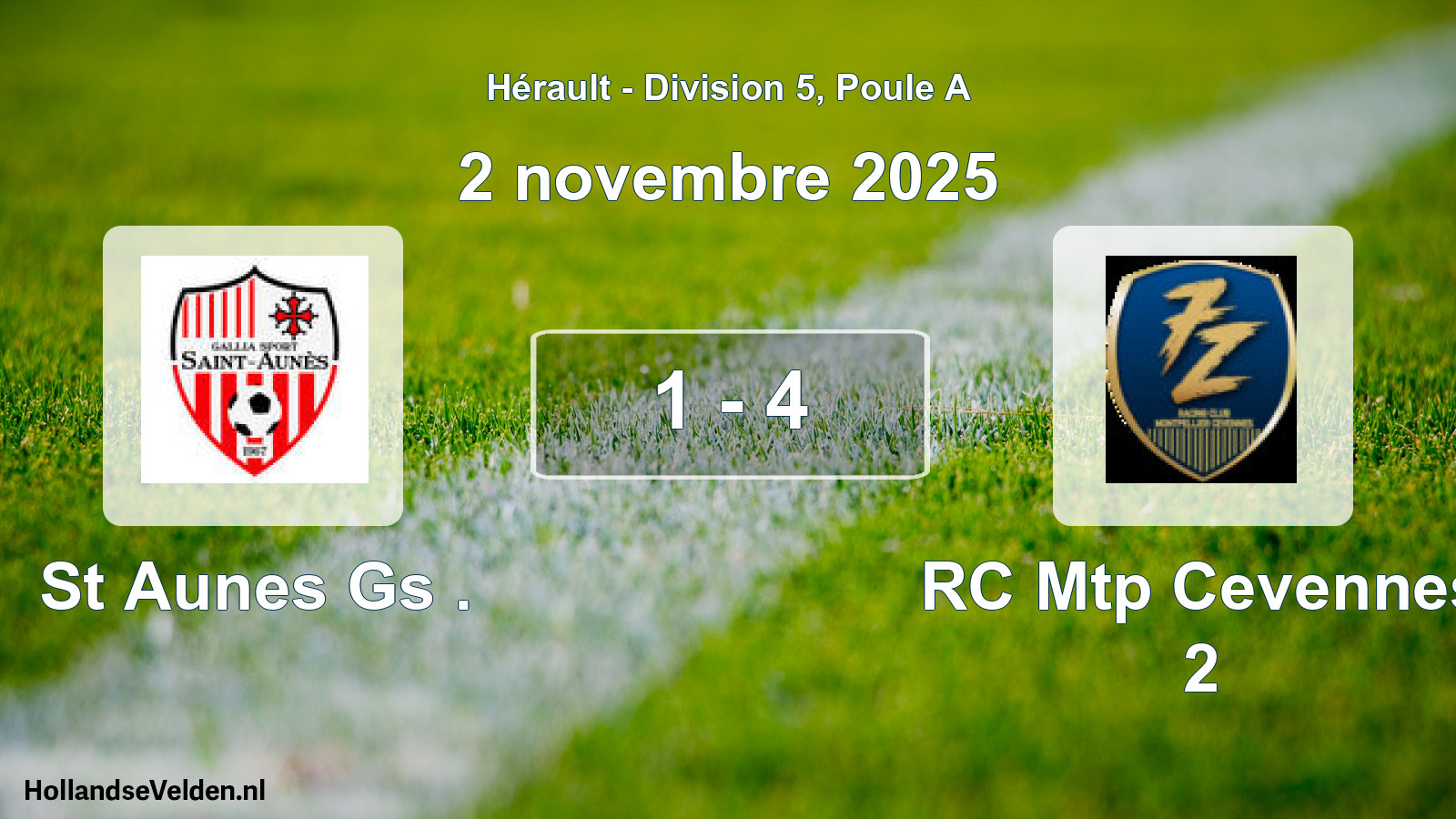 Match joué: St Aunes Gs . - RC Mtp Cevennes 2 1 - 4 (2 novembre 2025)