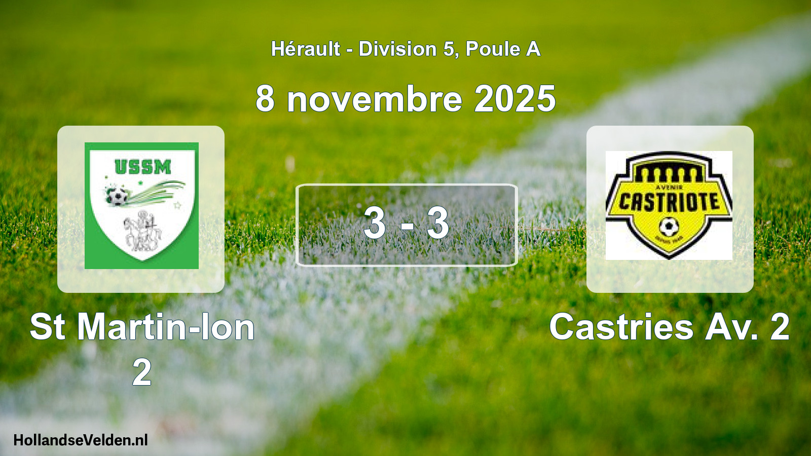Match joué: St Martin-lon 2 - Castries Av. 2 3 - 3 (8 novembre 2025)
