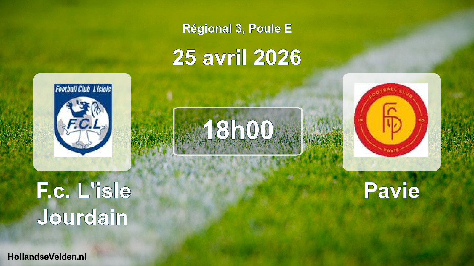 Geplande wedstrijd: F.c. L'isle Jourdain - Pavie (25 avril 2026)