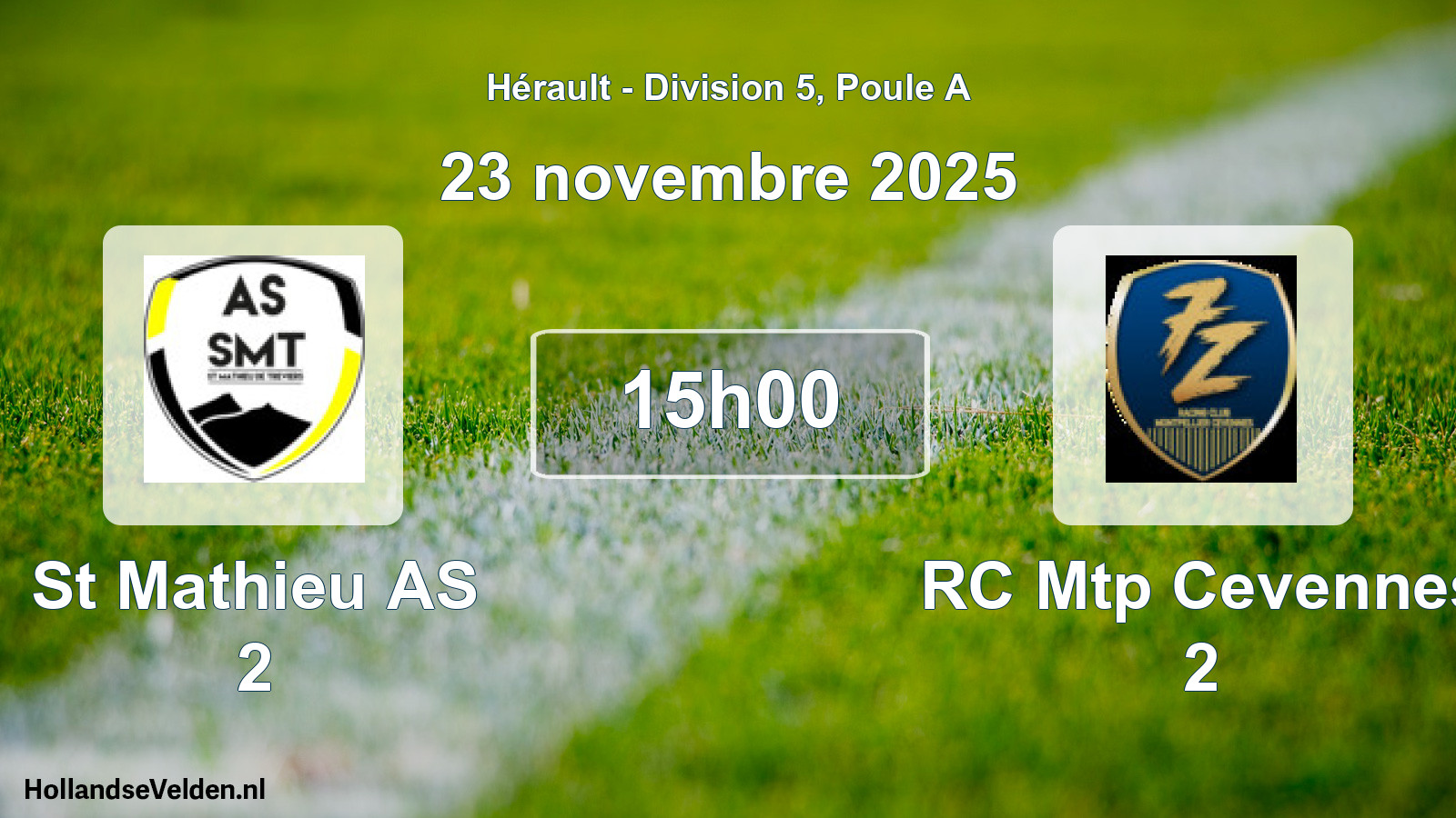 Match programmé: St Mathieu AS 2 - RC Mtp Cevennes 2 (23 novembre 2025)