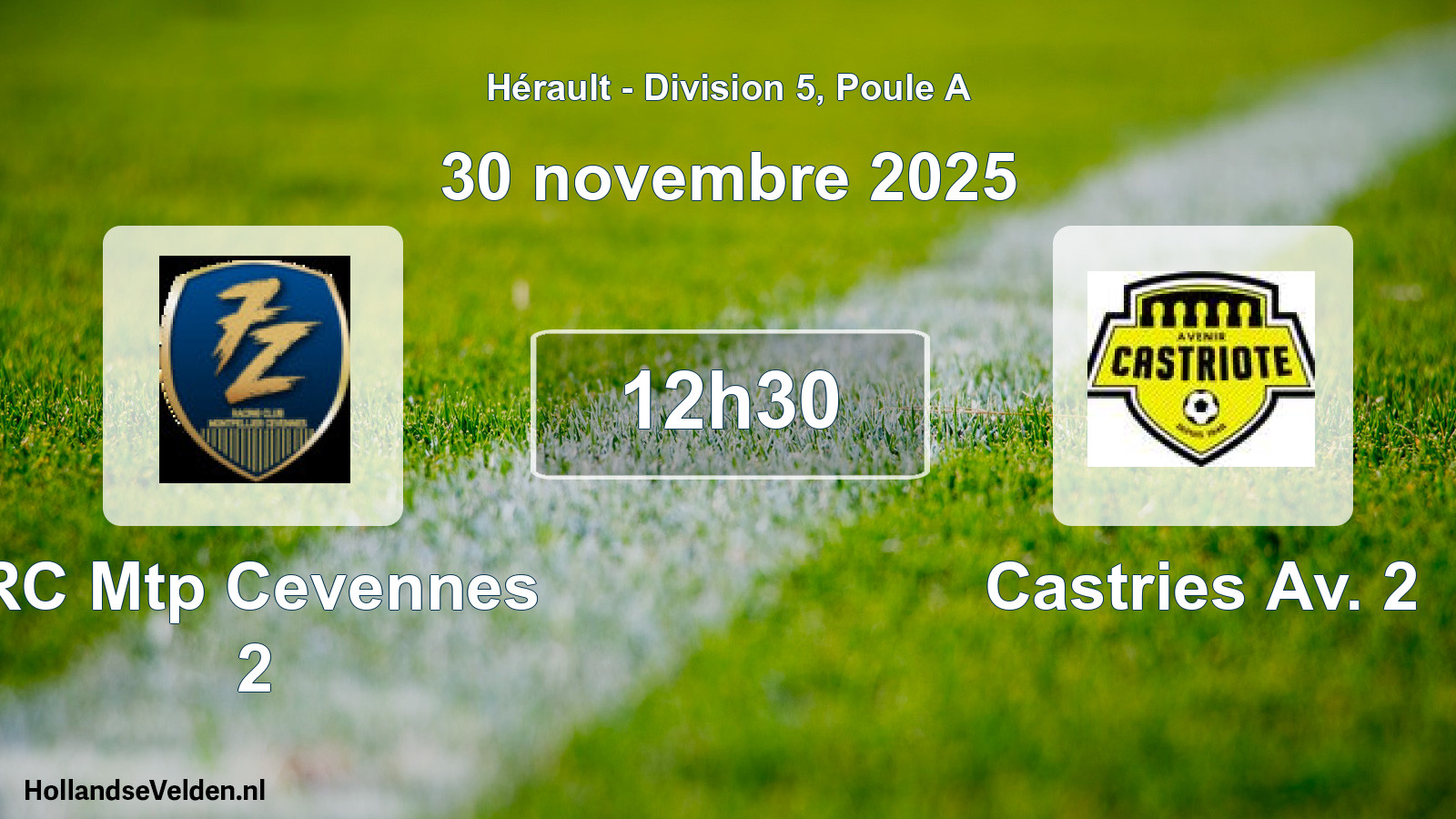 Match programmé: RC Mtp Cevennes 2 - Castries Av. 2 (30 novembre 2025)