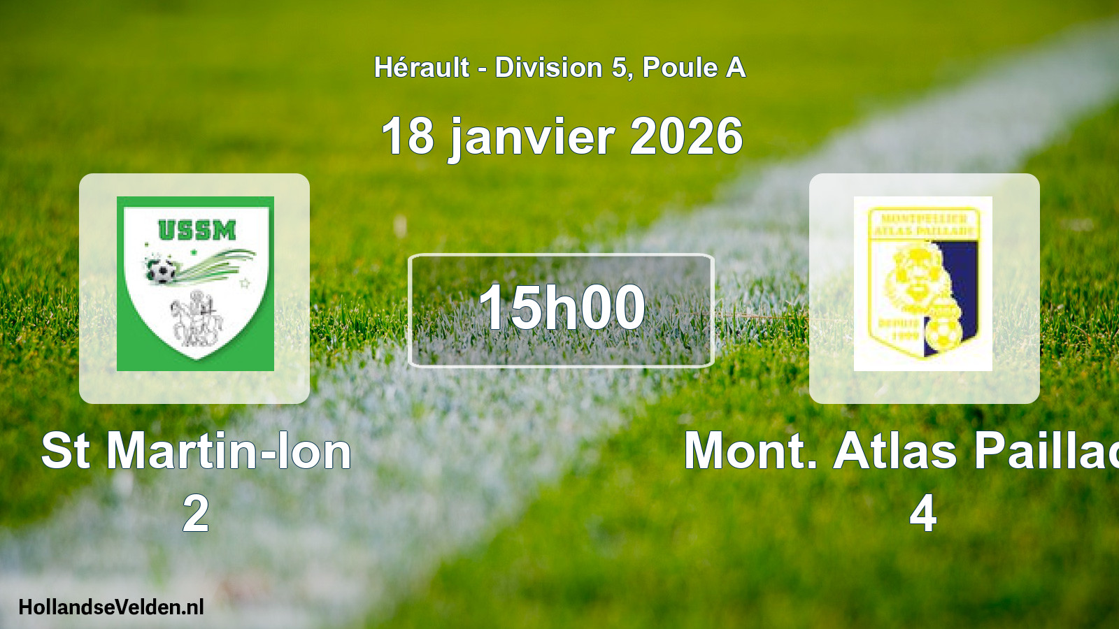 Match programmé: St Martin-lon 2 - Mont. Atlas Paillade 4 (18 janvier 2026)