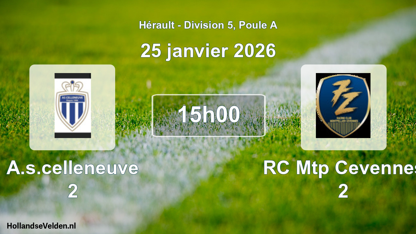 Scheduled Match: A.s.celleneuve 2 - RC Mtp Cevennes 2 (25 January 2026)