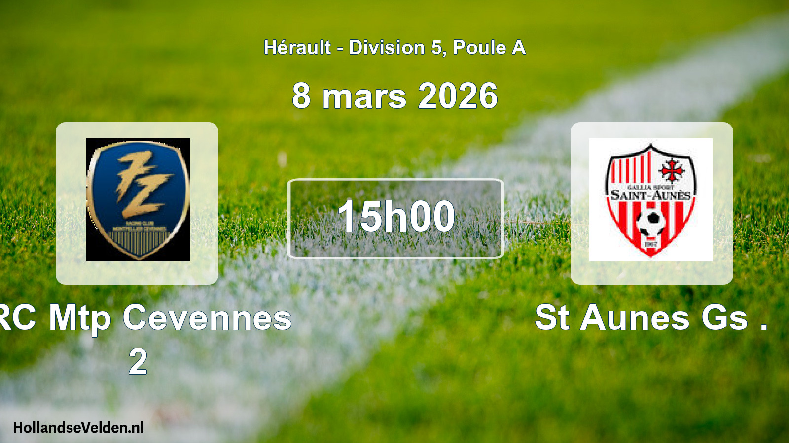 Match programmé: RC Mtp Cevennes 2 - St Aunes Gs . (8 mars 2026)