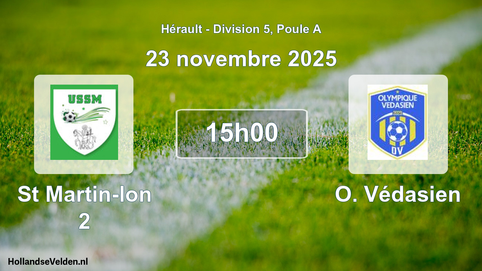 Match programmé: St Martin-lon 2 - O. Védasien (23 novembre 2025)