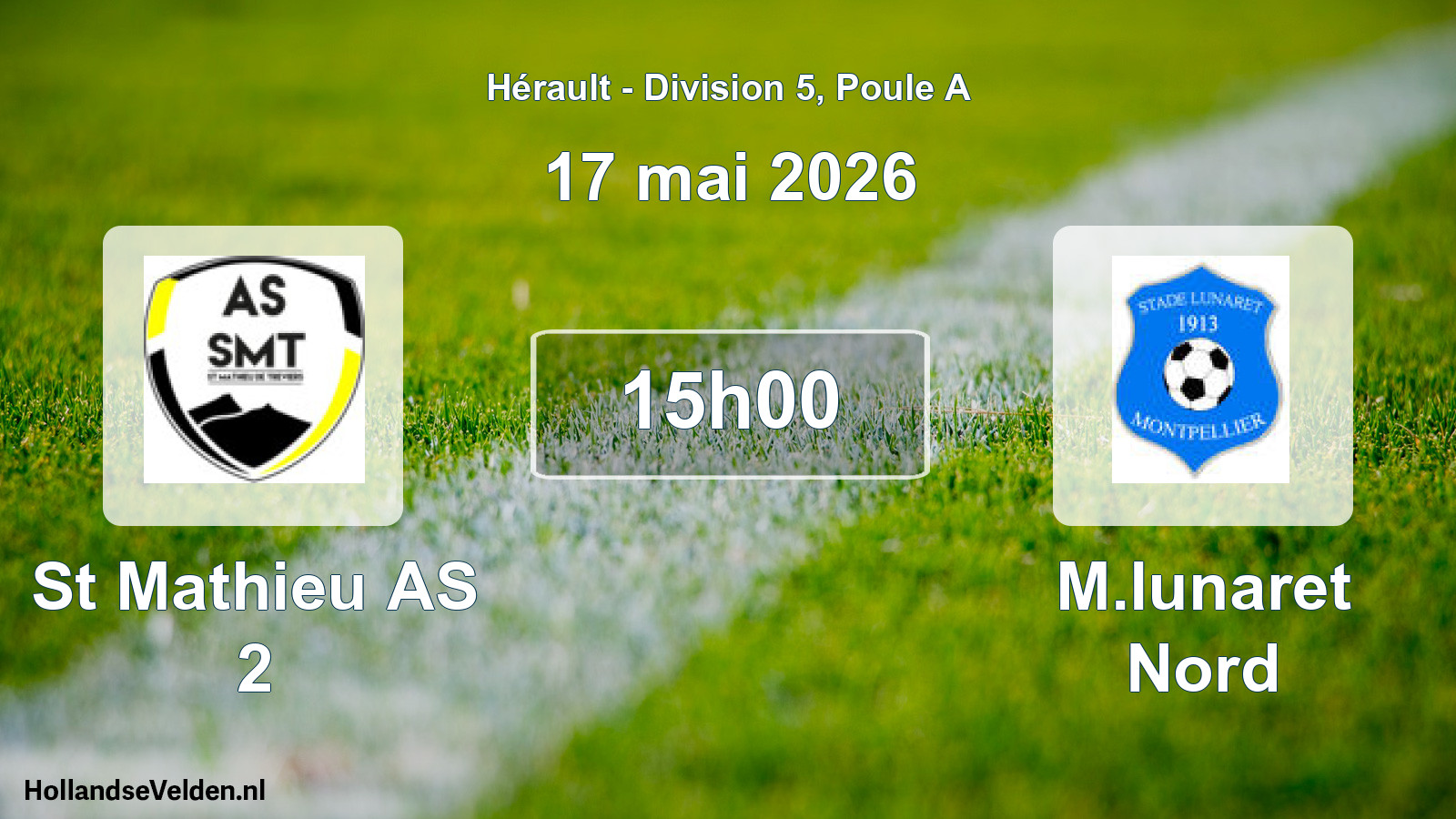 Match programmé: St Mathieu AS 2 - M.lunaret Nord (17 mai 2026)