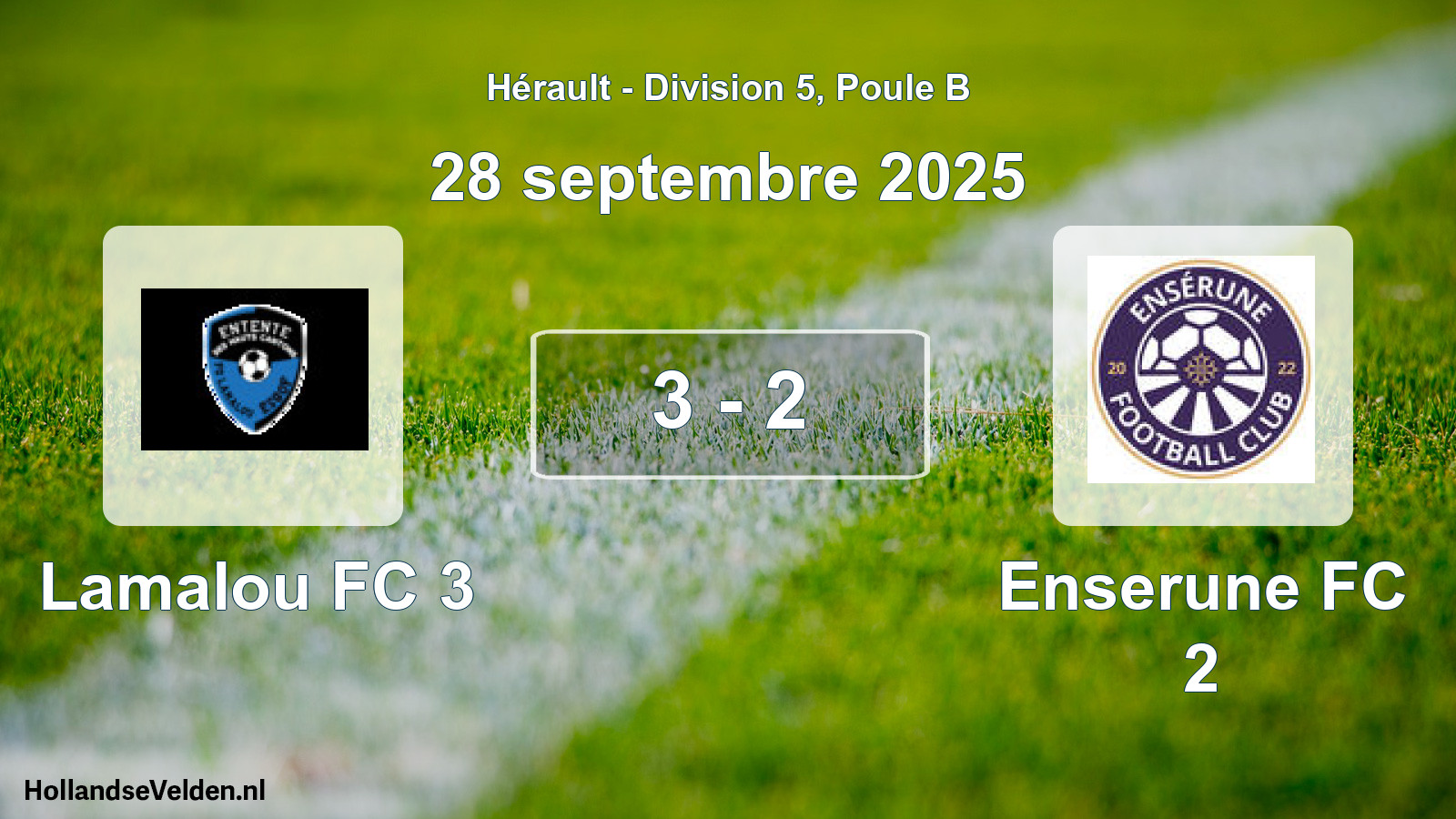 Total number of matches played: Lamalou FC 3 - Enserune FC 2 3 - 2 (28 September 2025)