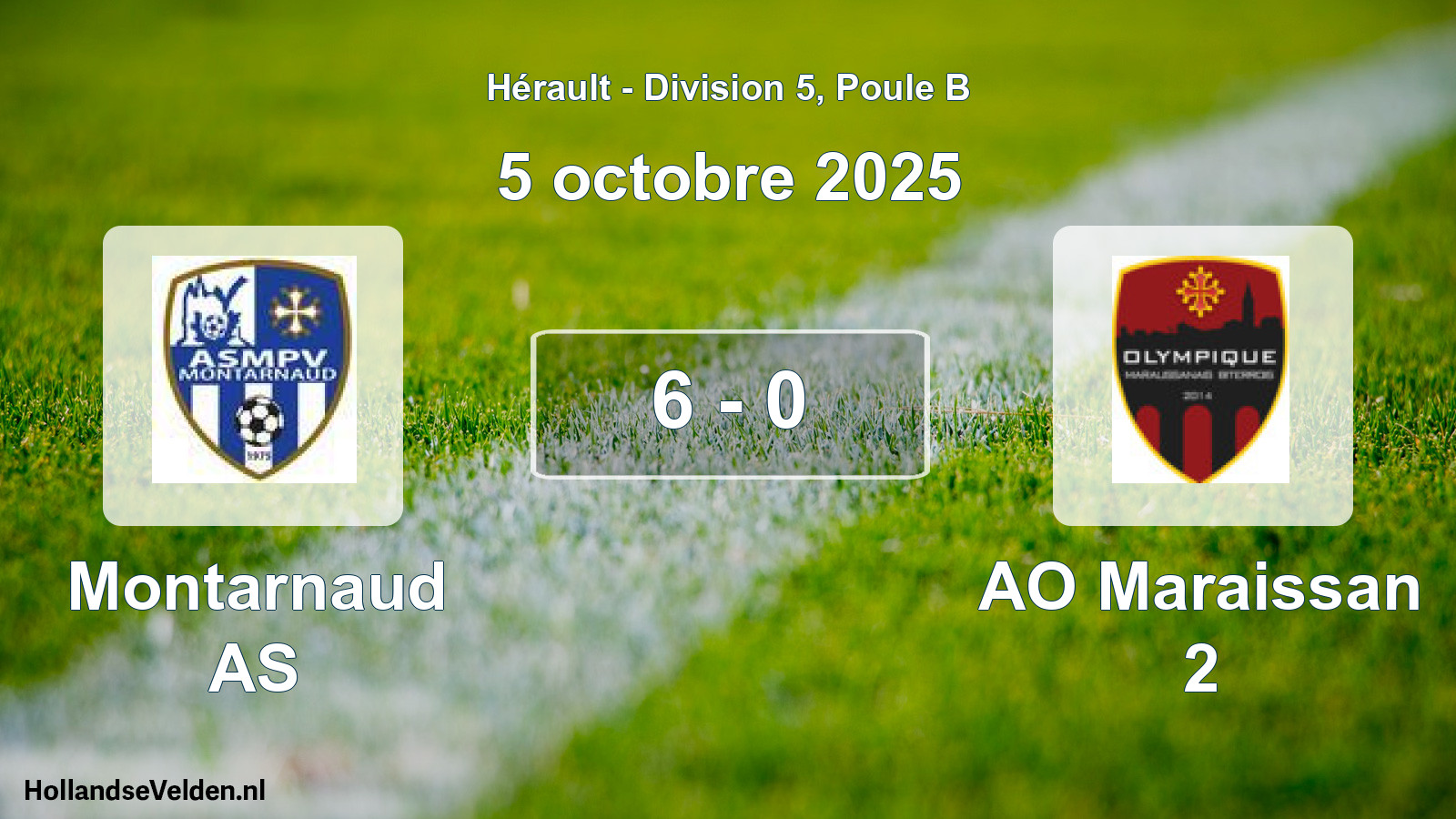 Match joué: Montarnaud AS - AO Maraissan 2 6 - 0 (5 octobre 2025)