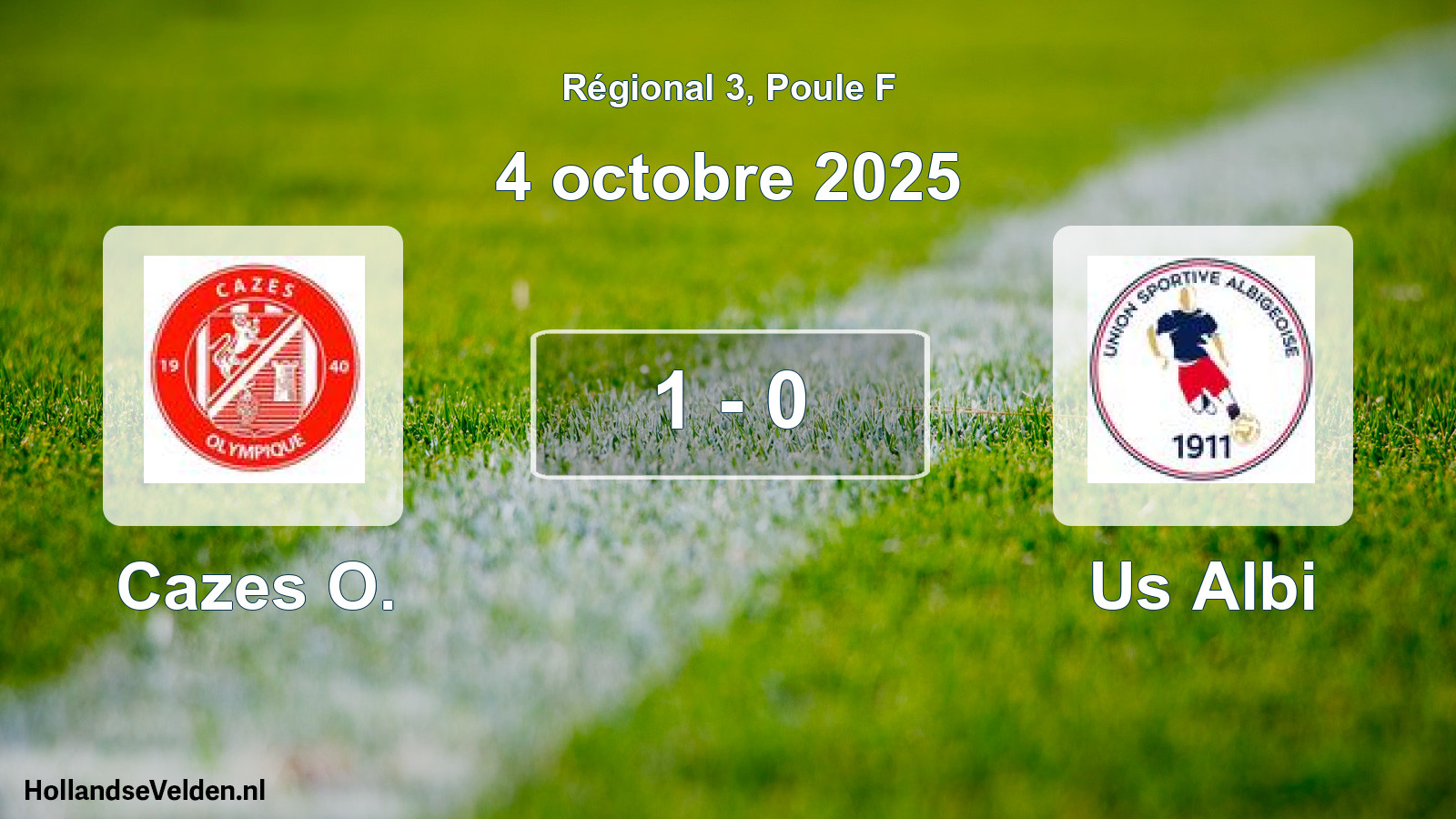 Gespeelde wedstrijd: Cazes O. - Us Albi 1 - 0 (4 oktober 2025)
