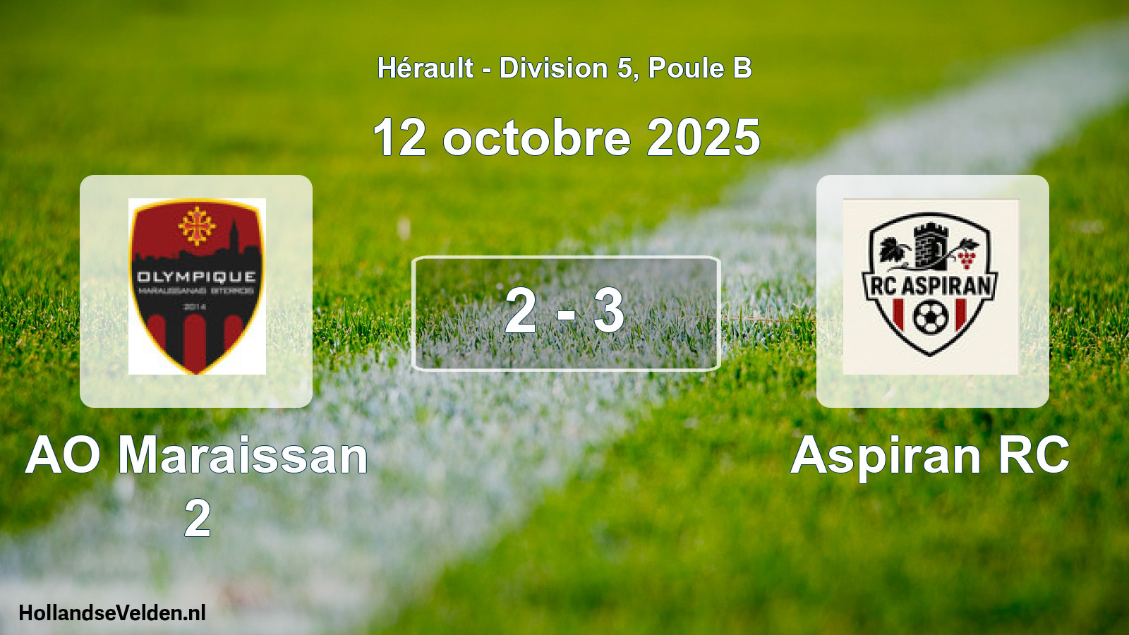 Match joué: AO Maraissan 2 - Aspiran RC 2 - 3 (12 octobre 2025)
