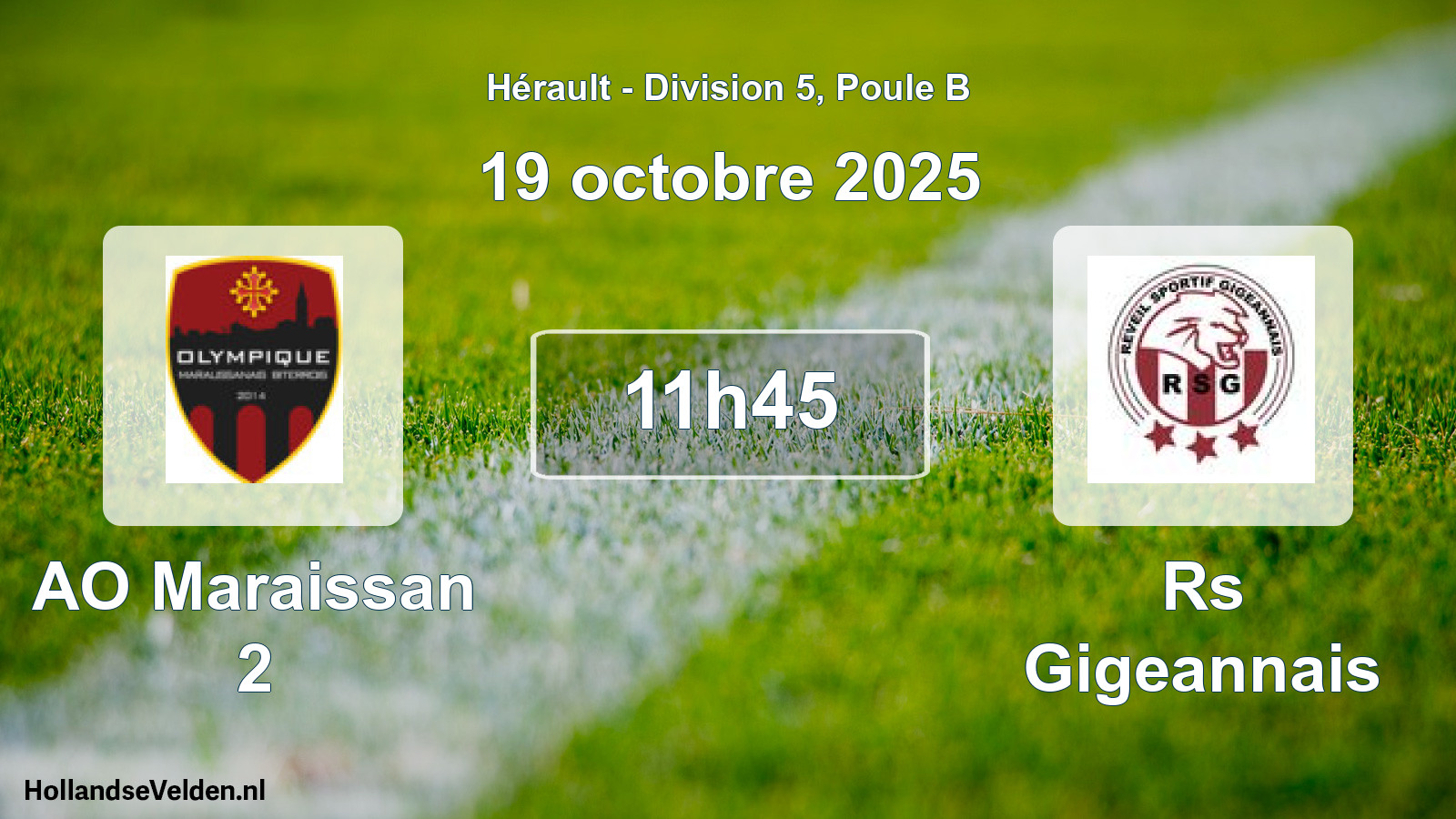 Match programmé: AO Maraissan 2 - Rs Gigeannais (19 octobre 2025)