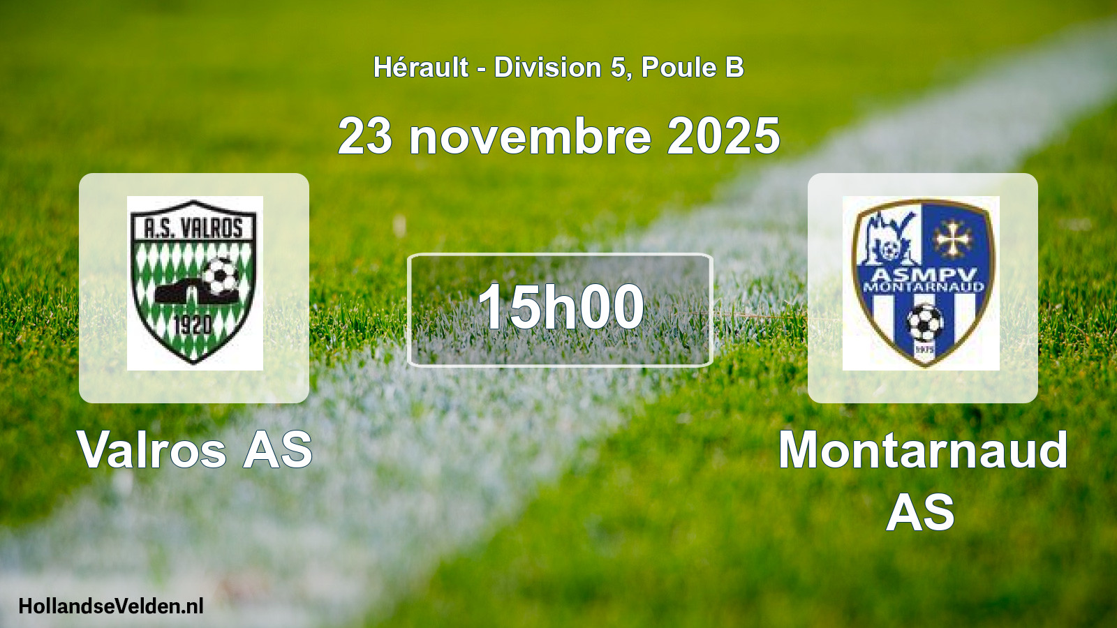 Match programmé: Valros AS - Montarnaud AS (23 novembre 2025)