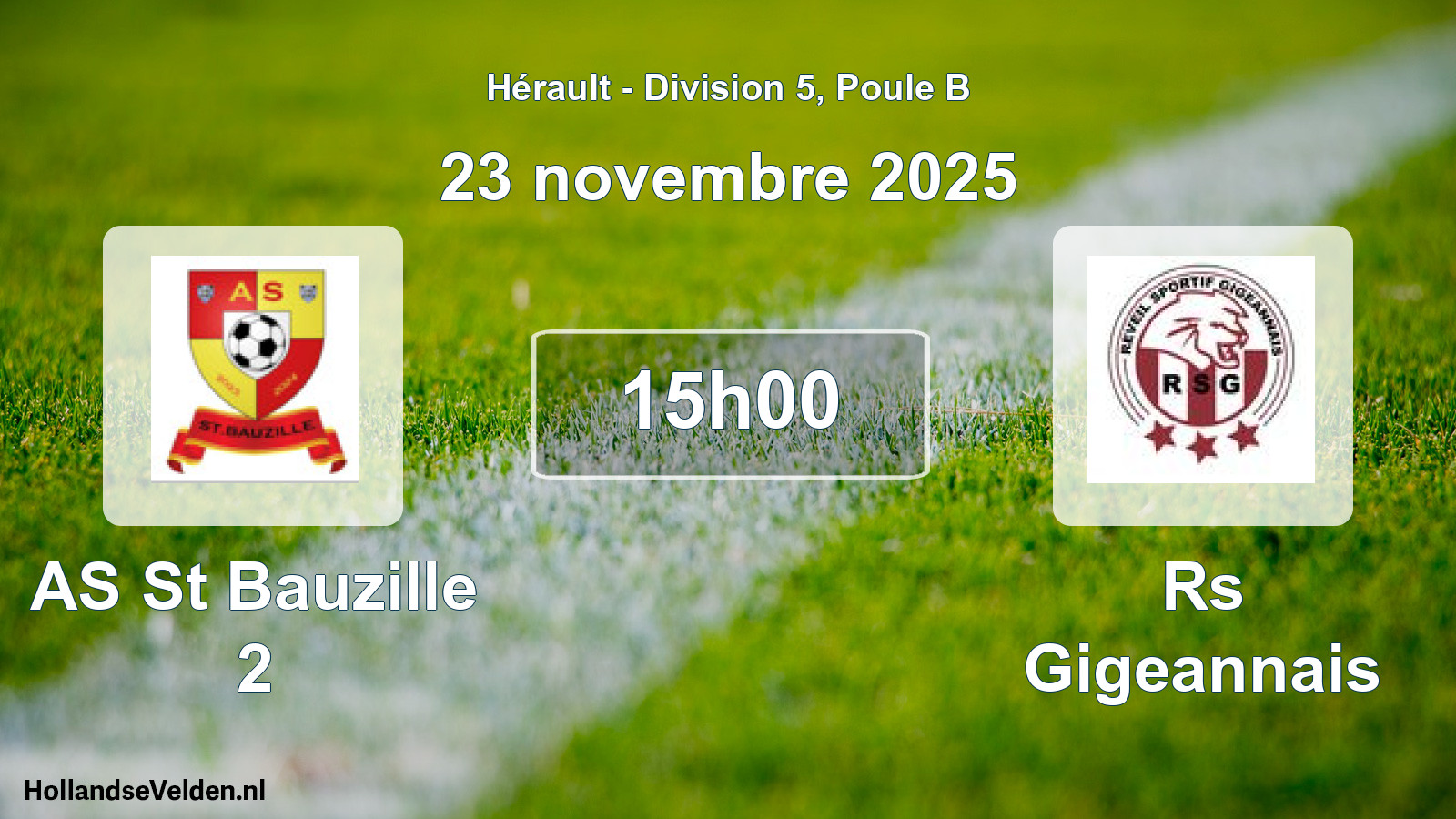 Match programmé: AS St Bauzille 2 - Rs Gigeannais (23 novembre 2025)