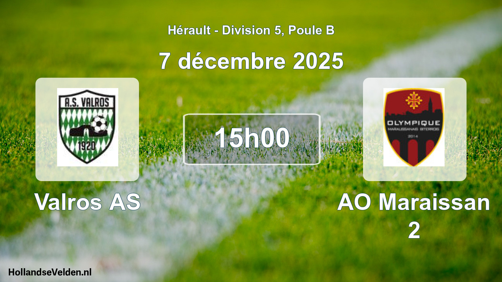 Match programmé: Valros AS - AO Maraissan 2 (7 décembre 2025)