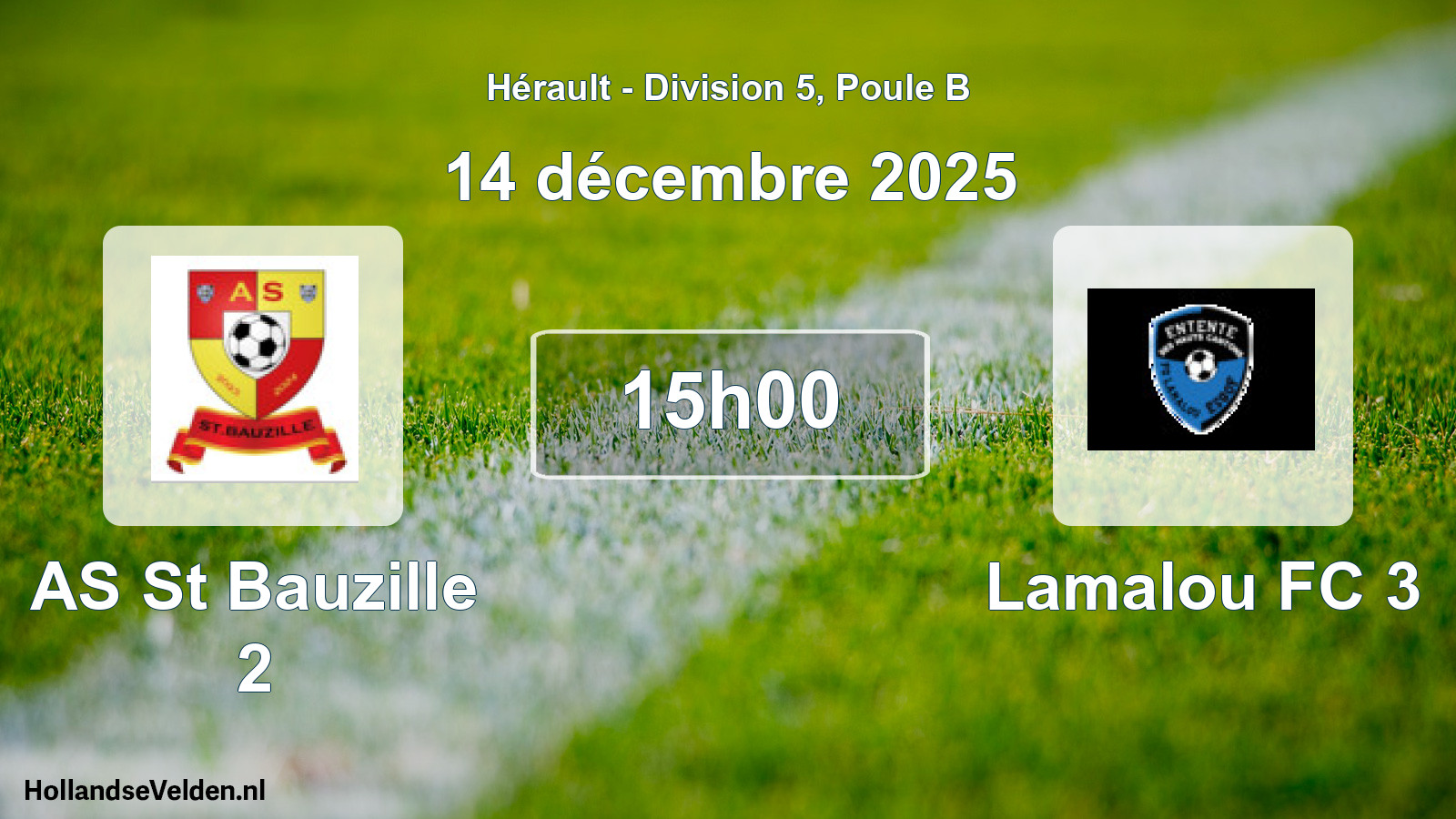 Match programmé: AS St Bauzille 2 - Lamalou FC 3 (14 décembre 2025)