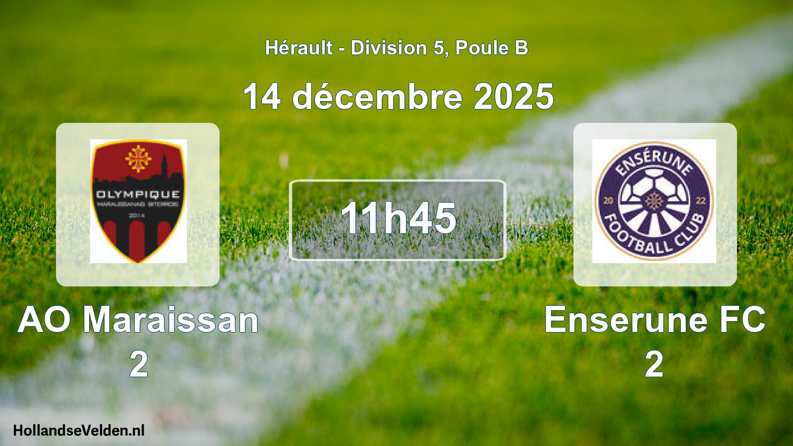 Match programmé: AO Maraissan 2 - Enserune FC 2 (14 décembre 2025)