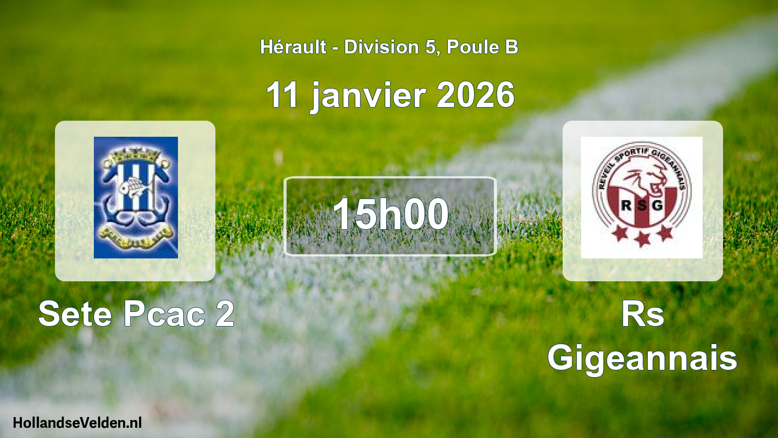 Match programmé: Sete Pcac 2 - Rs Gigeannais (11 janvier 2026)
