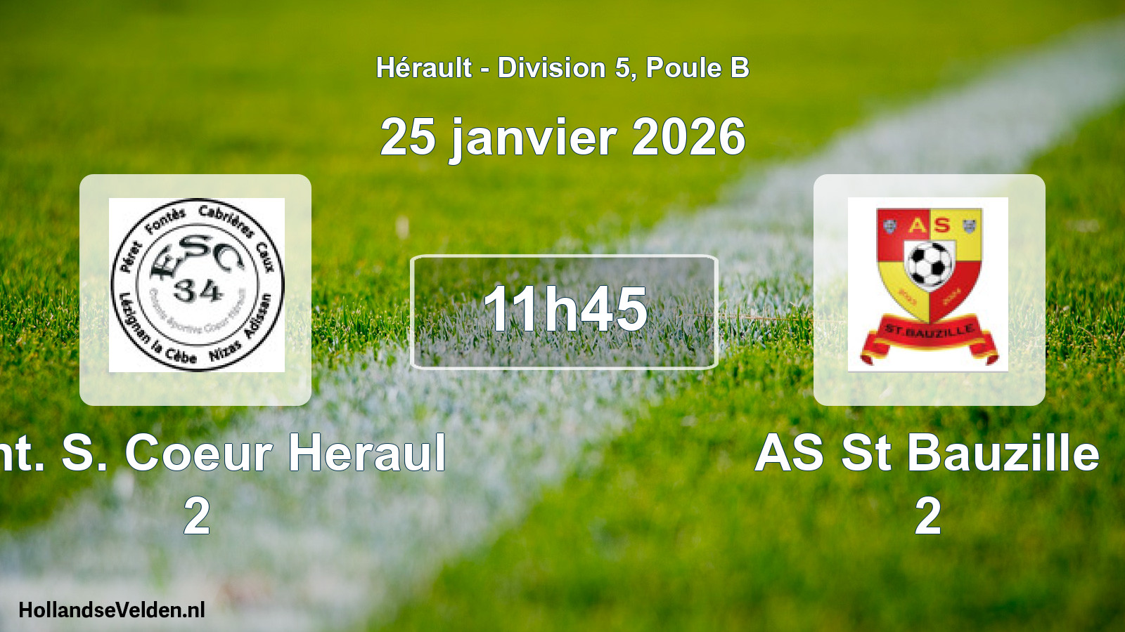 Geplande wedstrijd: Ent. S. Coeur Heraul 2 - AS St Bauzille 2 (25 januari 2026)