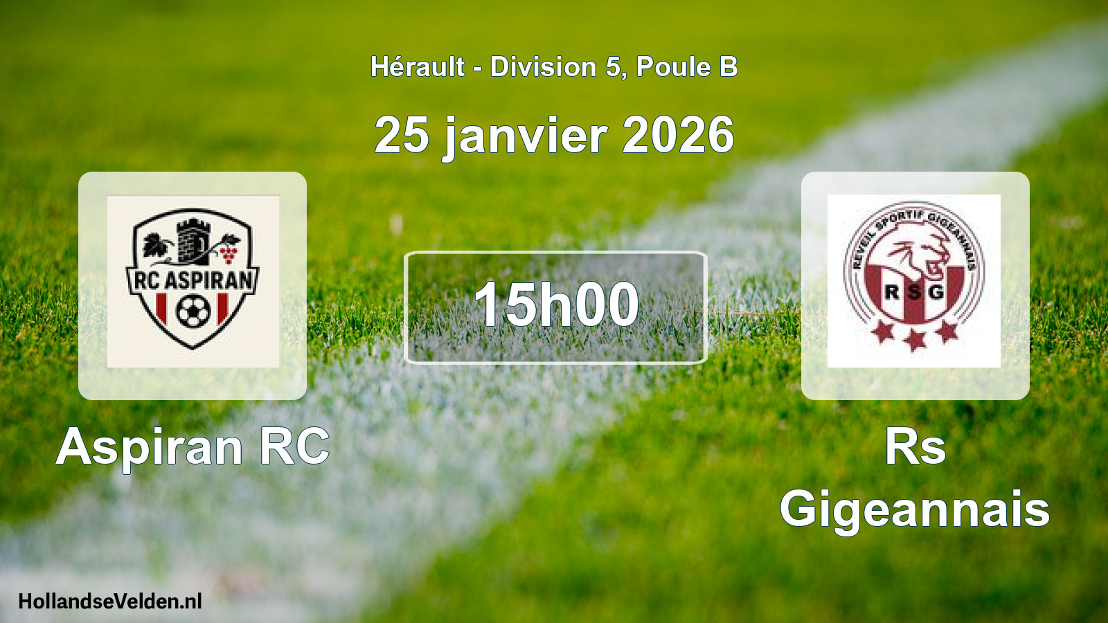 Geplande wedstrijd: Aspiran RC - Rs Gigeannais (25 januari 2026)