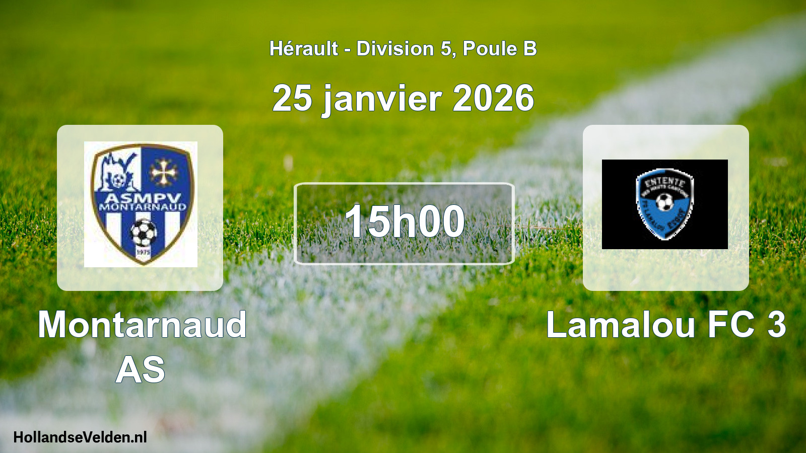 Match programmé: Montarnaud AS - Lamalou FC 3 (25 janvier 2026)