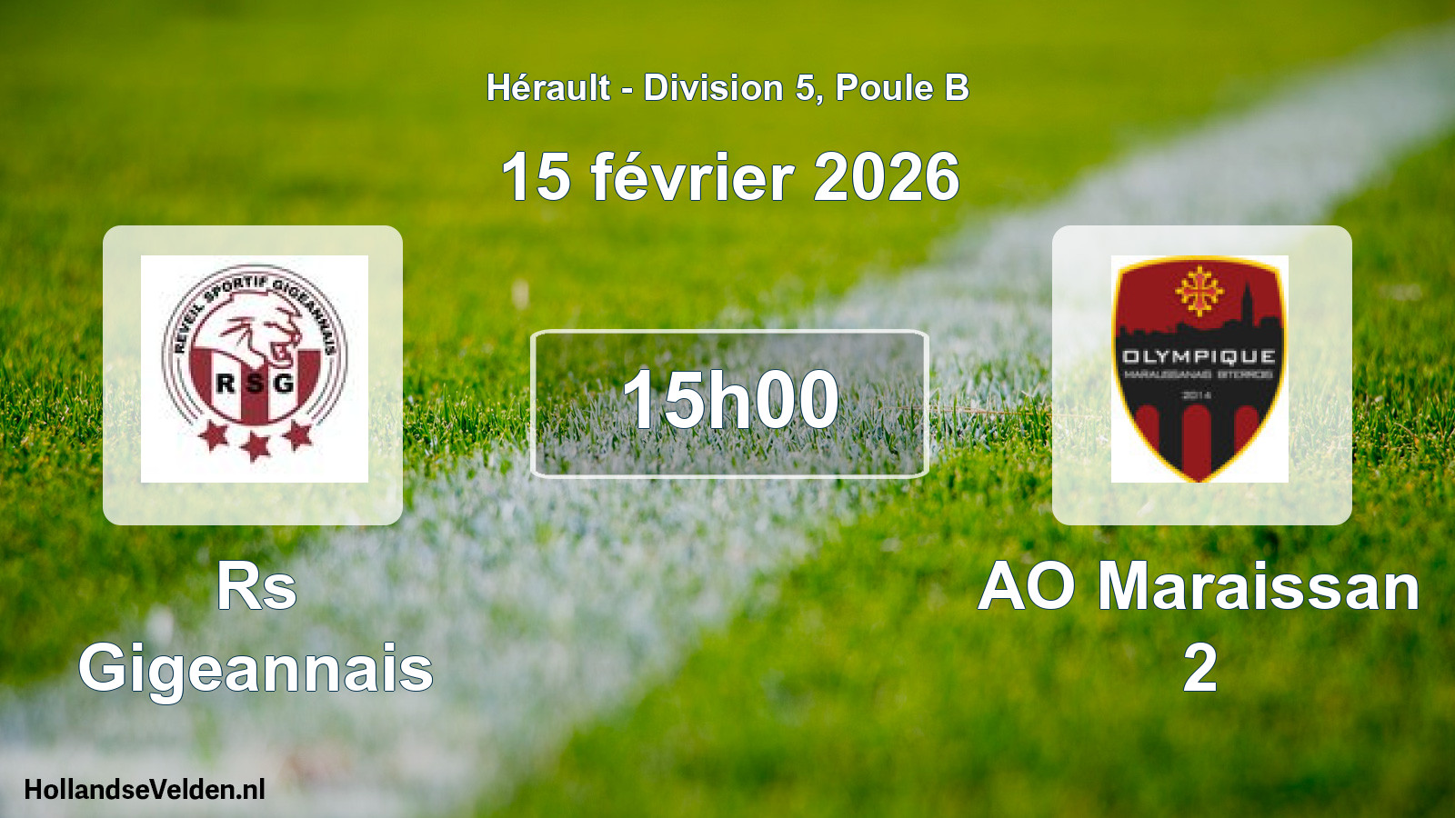 Match programmé: Rs Gigeannais - AO Maraissan 2 (15 février 2026)