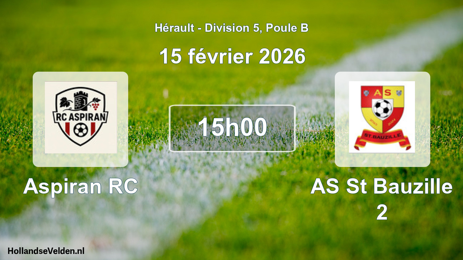 Match programmé: Aspiran RC - AS St Bauzille 2 (15 février 2026)