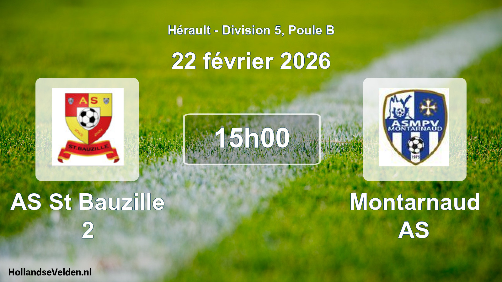 Match programmé: AS St Bauzille 2 - Montarnaud AS (22 février 2026)