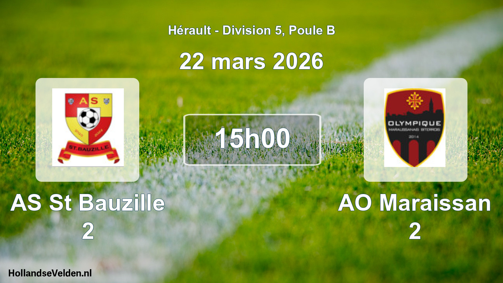Match programmé: AS St Bauzille 2 - AO Maraissan 2 (22 mars 2026)