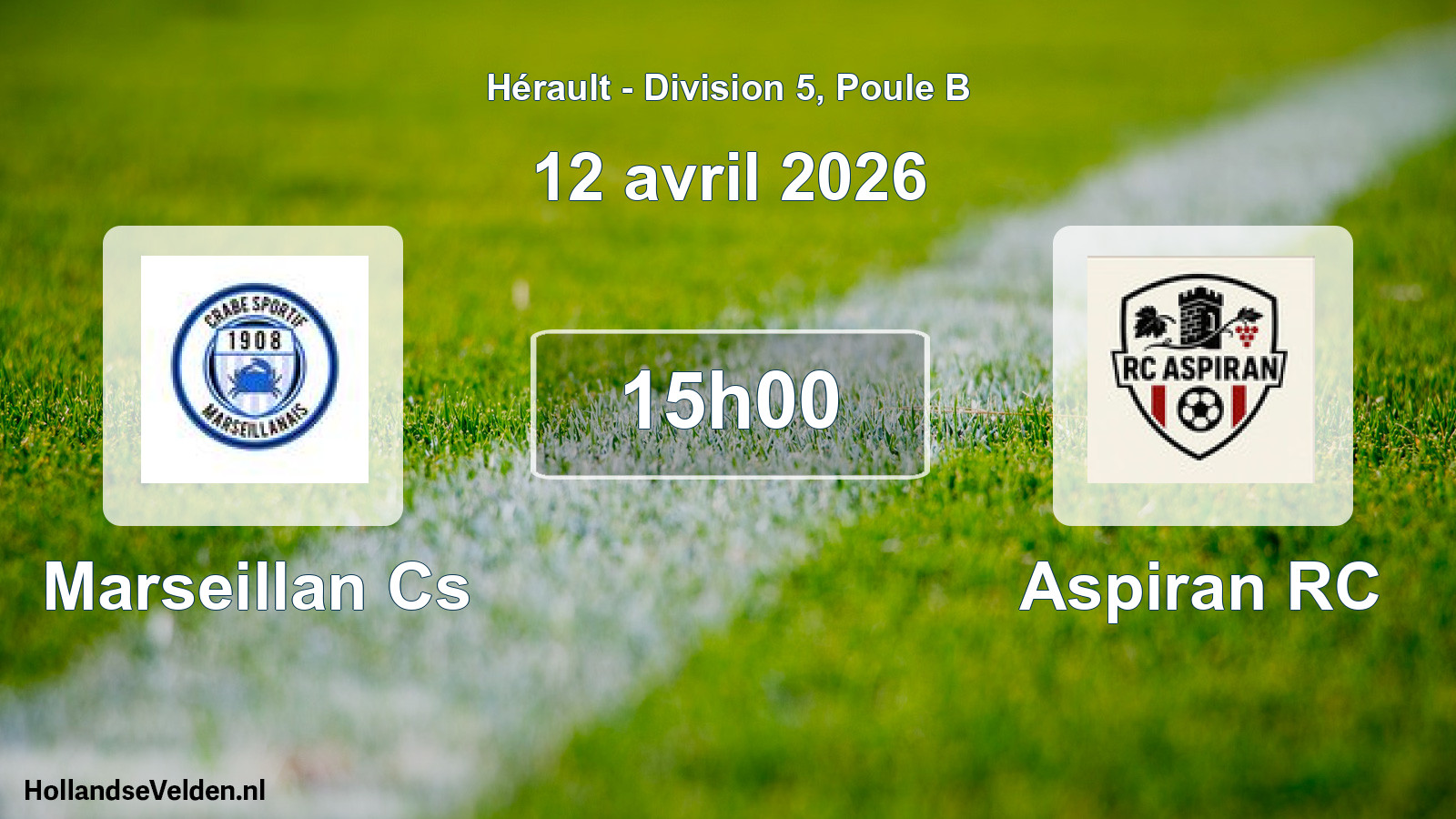 Match programmé: Marseillan Cs - Aspiran RC (12 avril 2026)