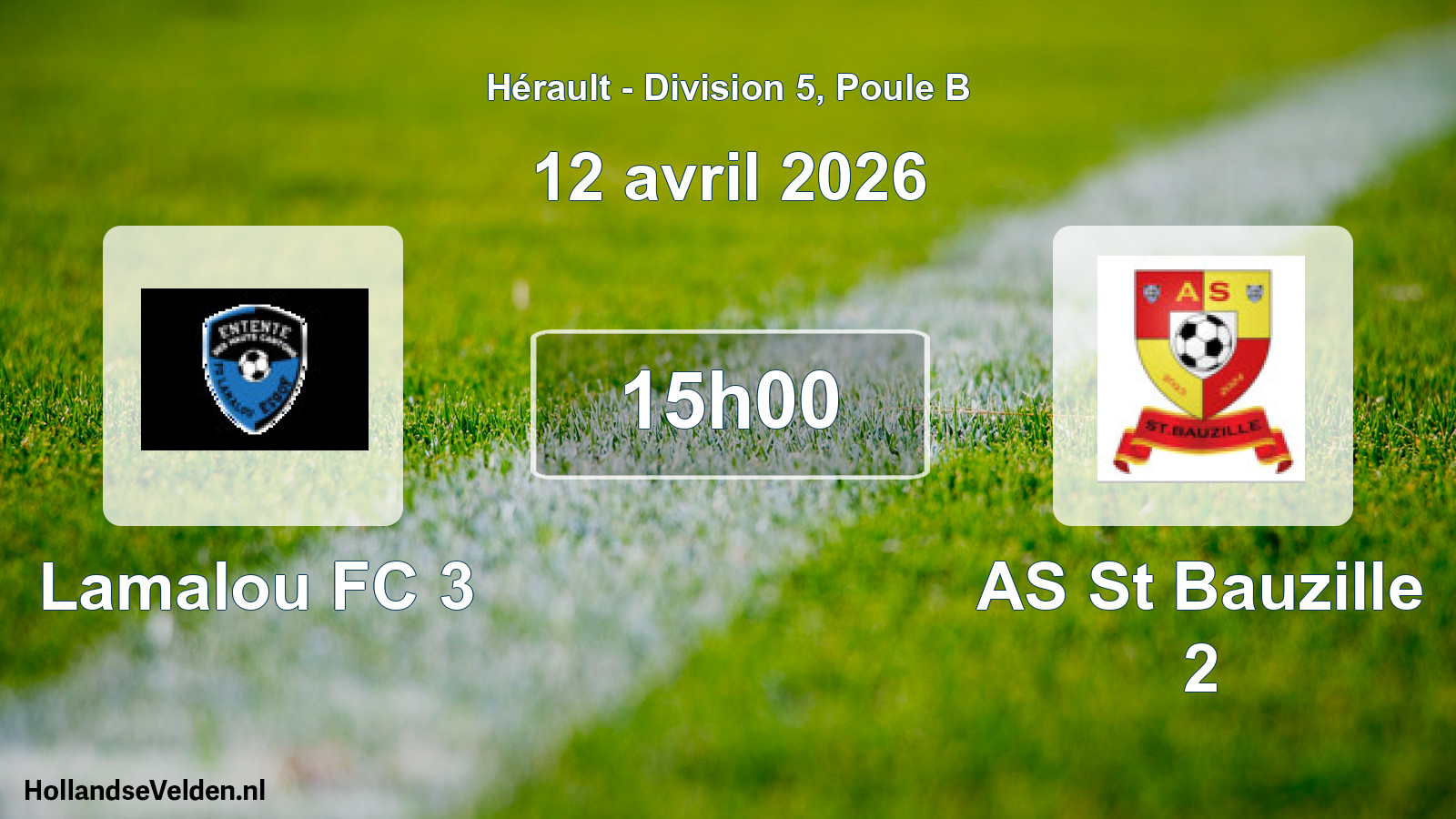 Match programmé: Lamalou FC 3 - AS St Bauzille 2 (12 avril 2026)