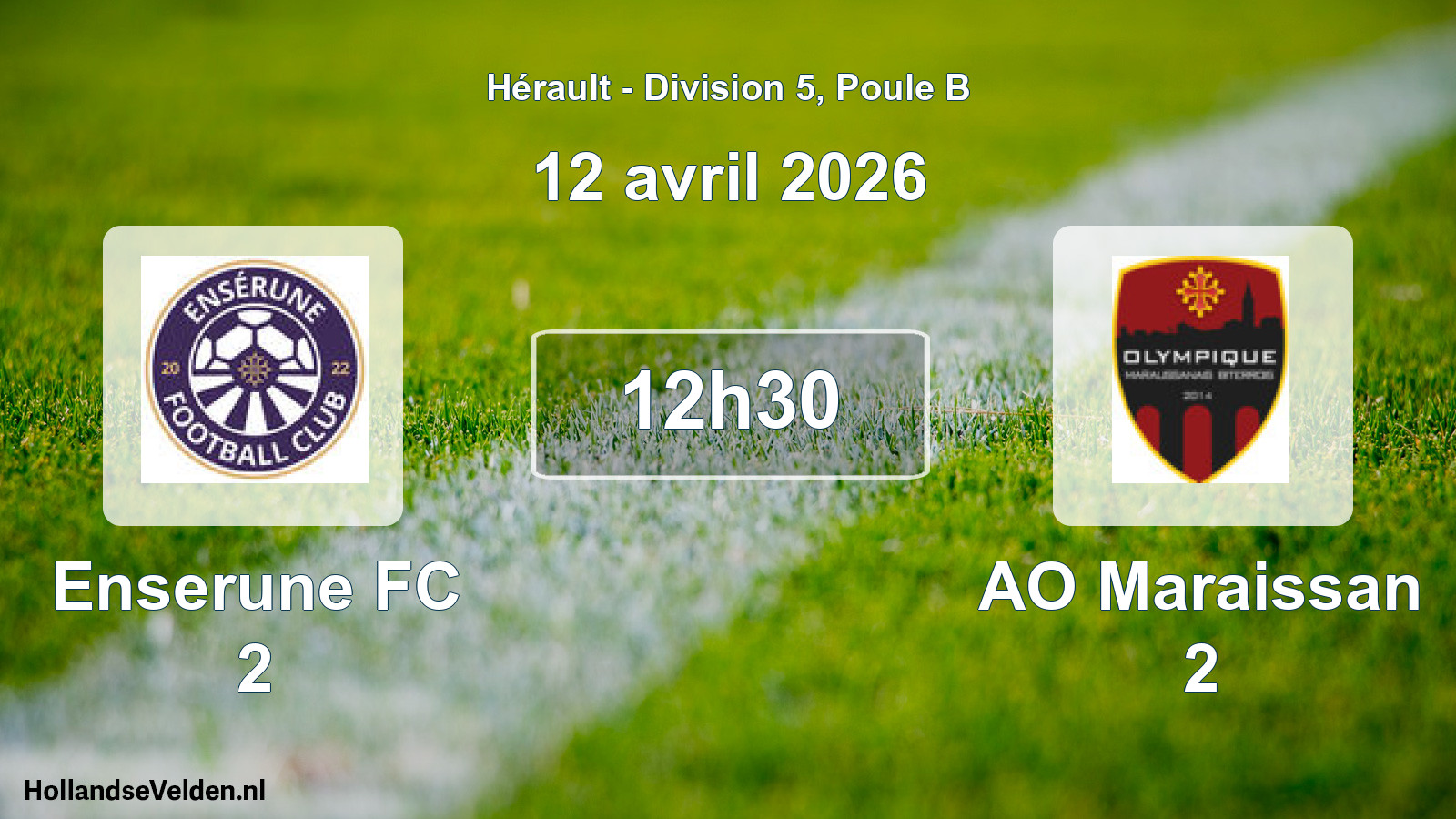 Match programmé: Enserune FC 2 - AO Maraissan 2 (12 avril 2026)