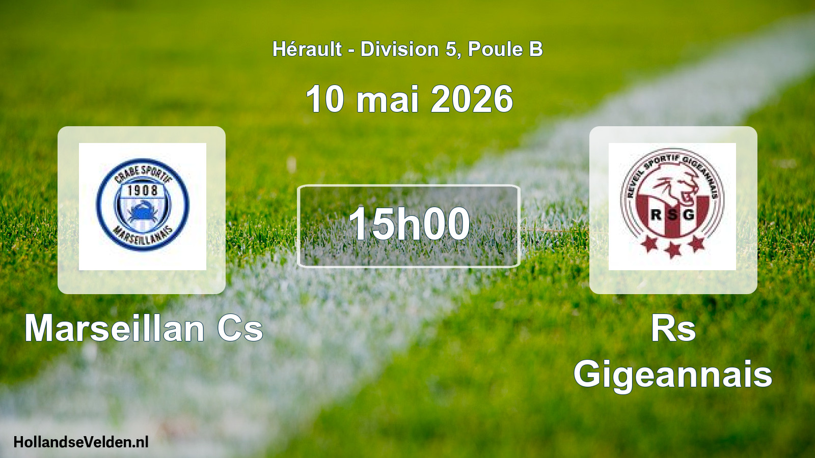 Geplande wedstrijd: Marseillan Cs - Rs Gigeannais (10 mei 2026)