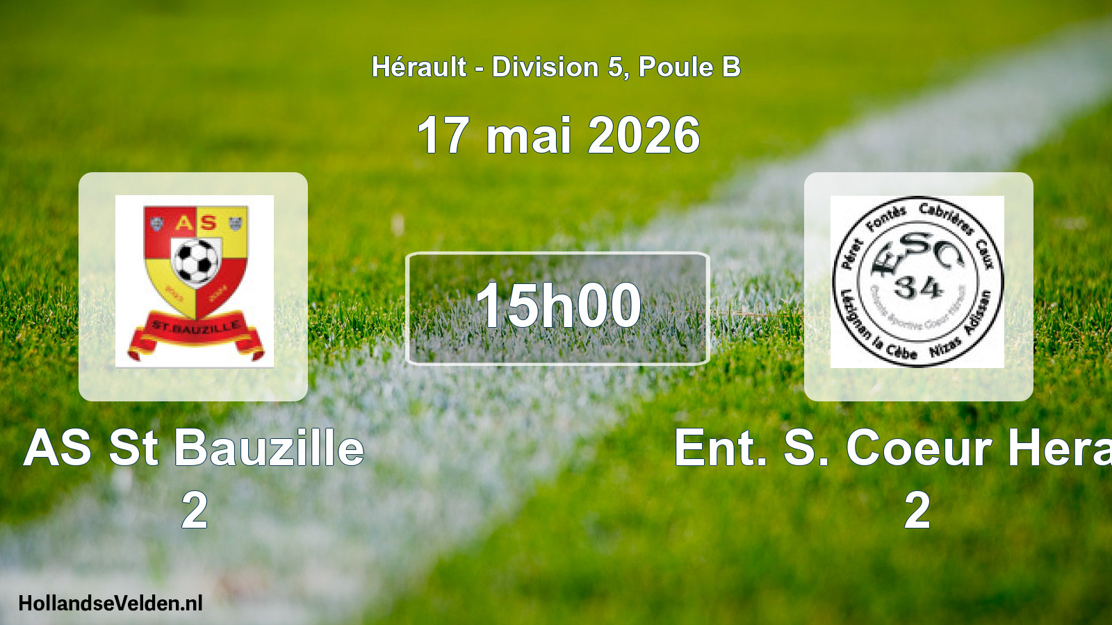 Geplande wedstrijd: AS St Bauzille 2 - Ent. S. Coeur Heraul 2 (17 mei 2026)