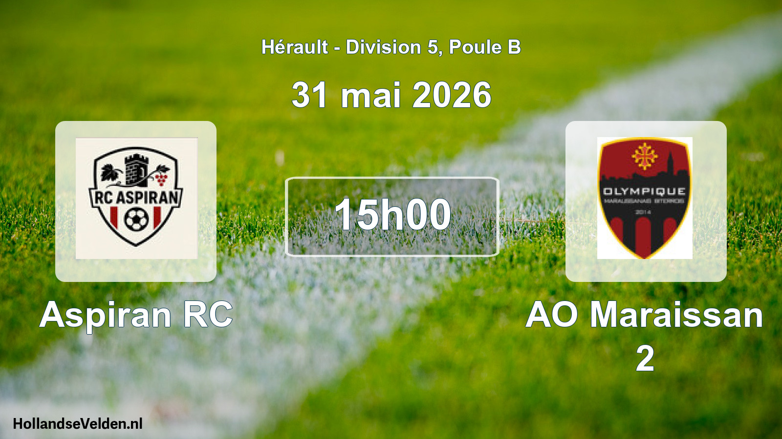 Match programmé: Aspiran RC - AO Maraissan 2 (31 mai 2026)