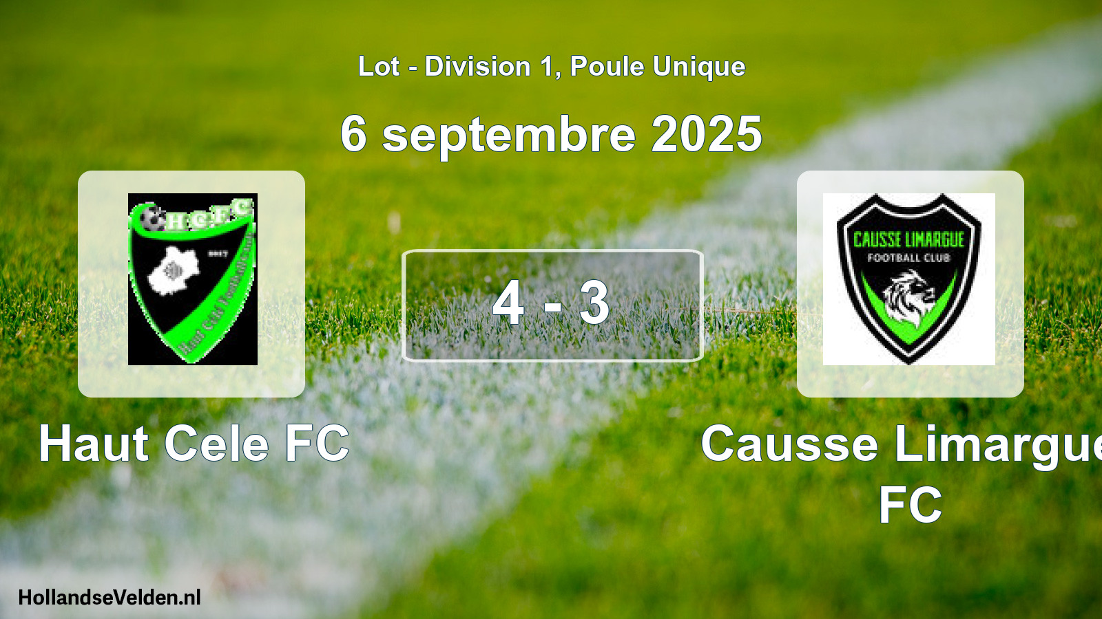 Total number of matches played: Haut Cele FC - Causse Limargue FC 4 - 3 (6 September 2025)