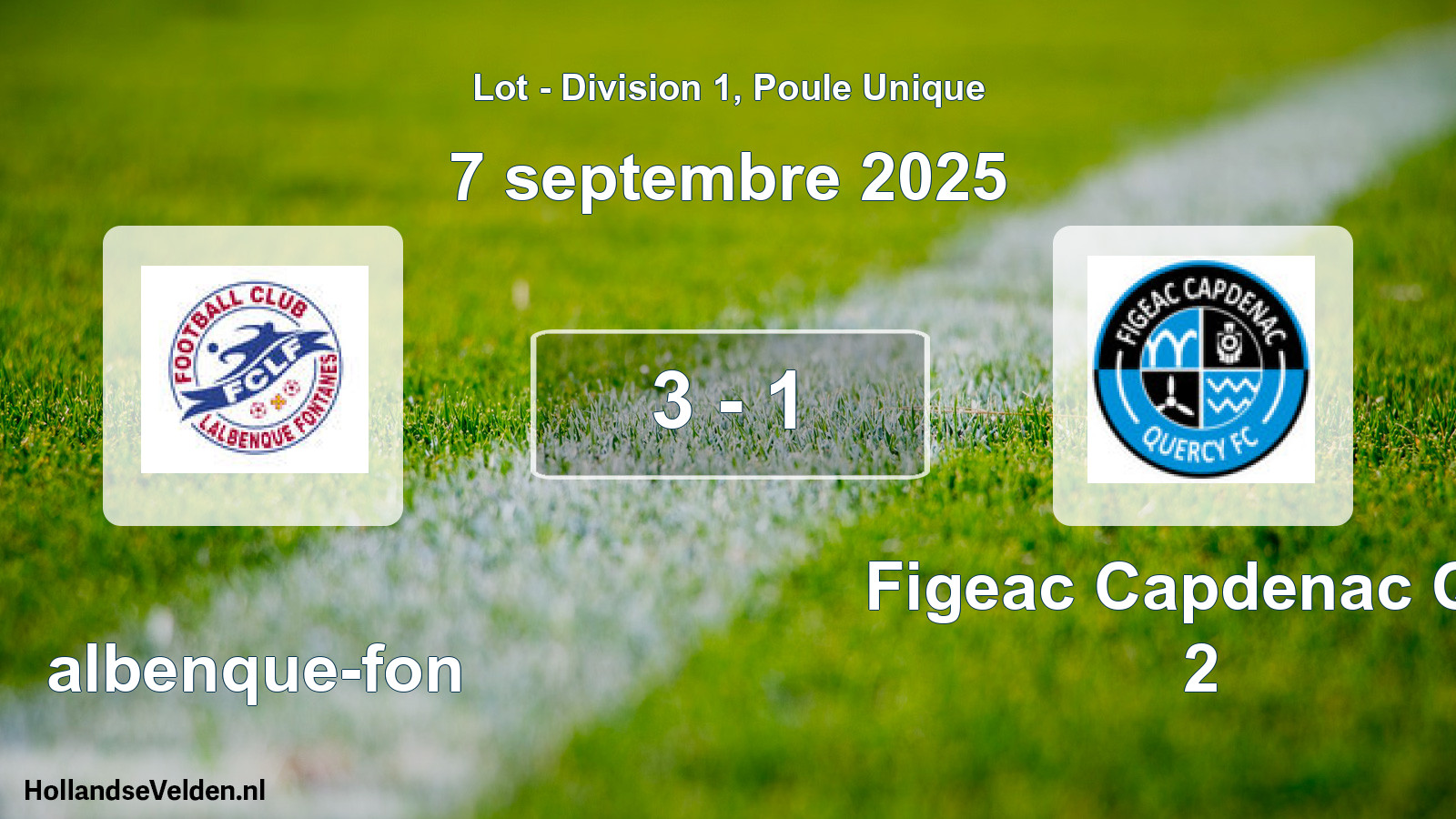 Total number of matches played: Lalbenque-fon - Figeac Capdenac Qfc 2 3 - 1 (7 September 2025)