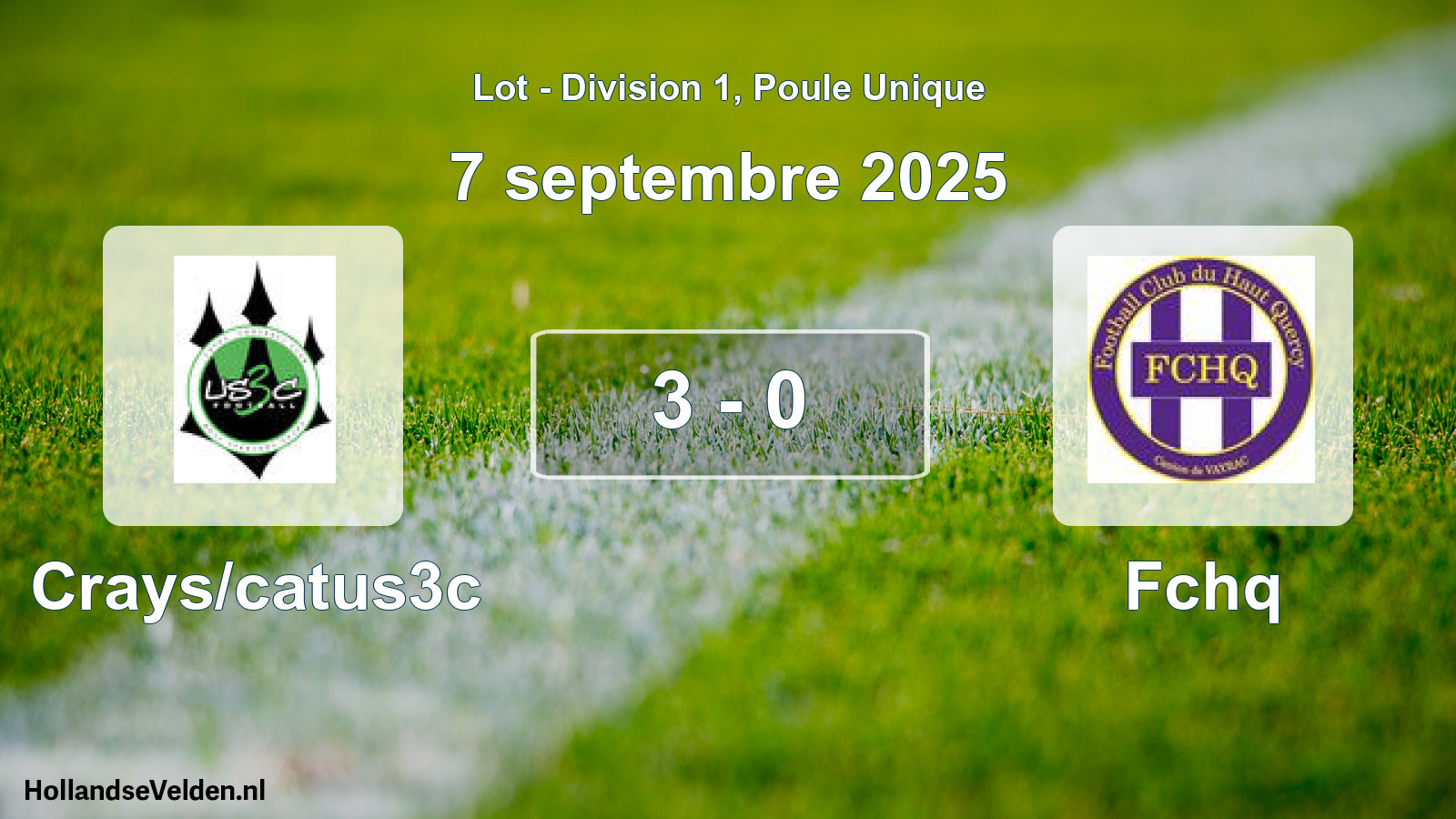 Gespeelde wedstrijd: Crays/catus3c - Fchq 3 - 0 (7 september 2025)