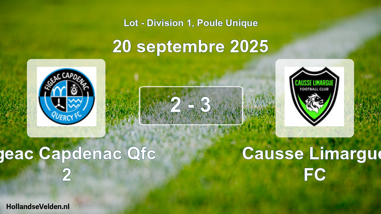 Total number of matches played: Figeac Capdenac Qfc 2 - Causse Limargue FC 2 - 3 (20 September 2025)