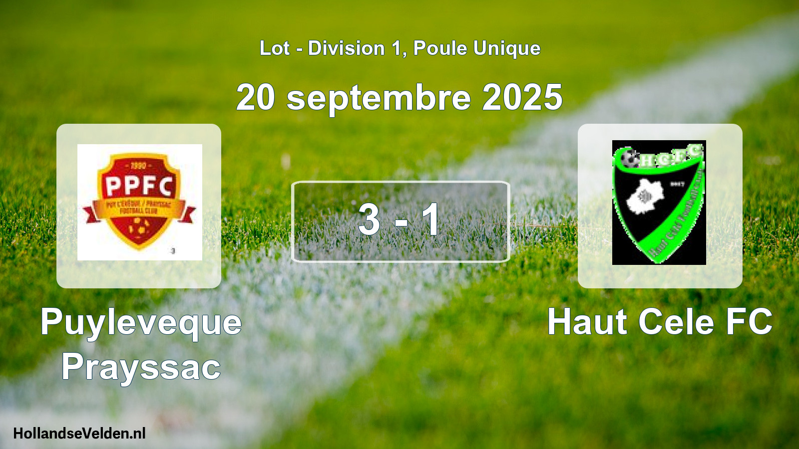 Total number of matches played: Puyleveque Prayssac - Haut Cele FC 3 - 1 (20 September 2025)