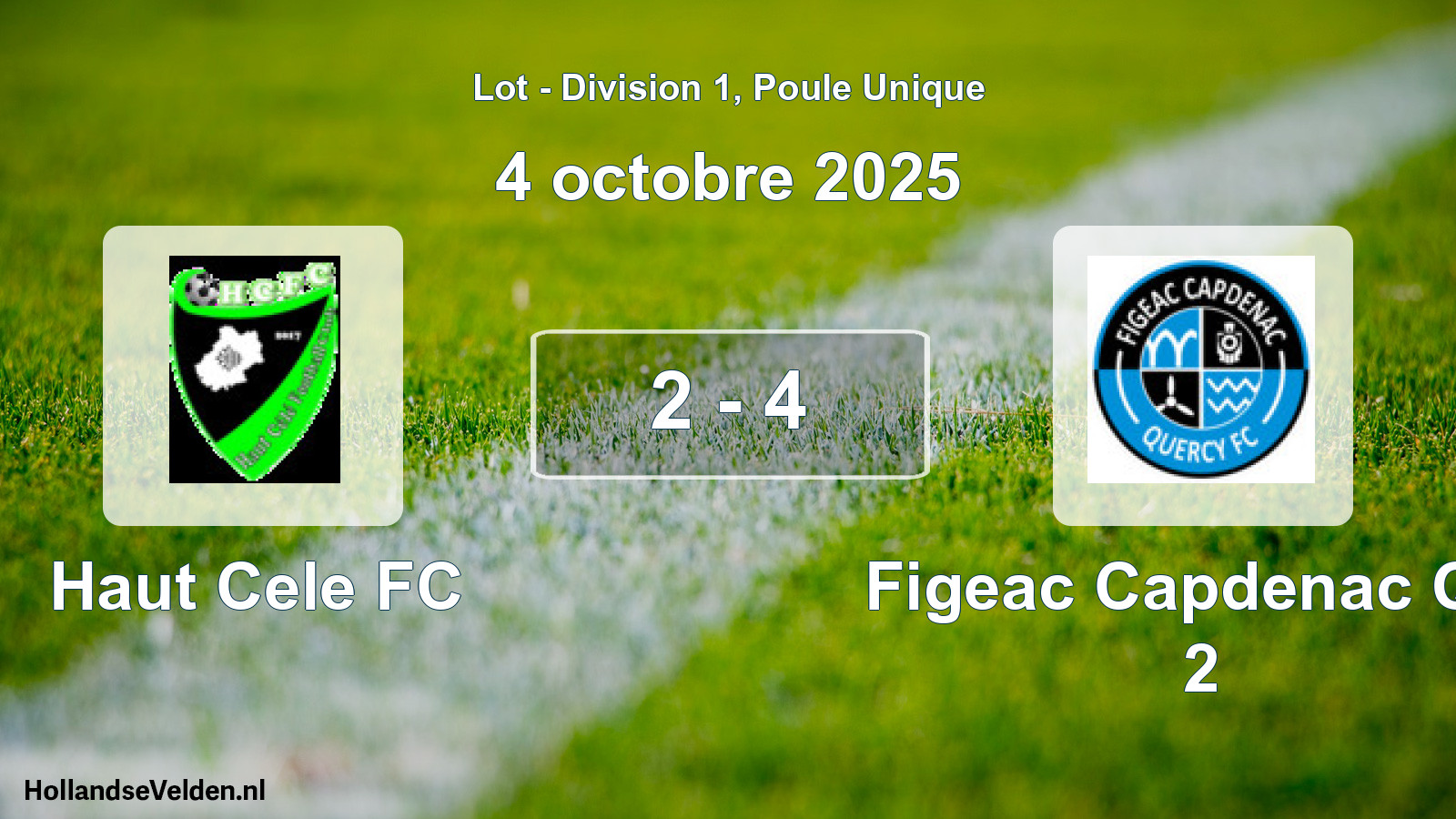 Match joué: Haut Cele FC - Figeac Capdenac Qfc 2 2 - 4 (4 octobre 2025)