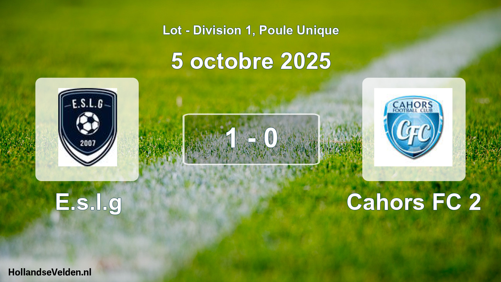 Match joué: E.s.l.g - Cahors FC 2 1 - 0 (5 octobre 2025)