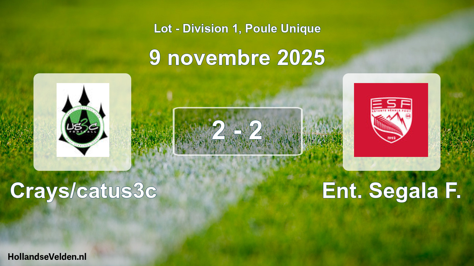 Gespeelde wedstrijd: Crays/catus3c - Ent. Segala F. 2 - 2 (9 november 2025)