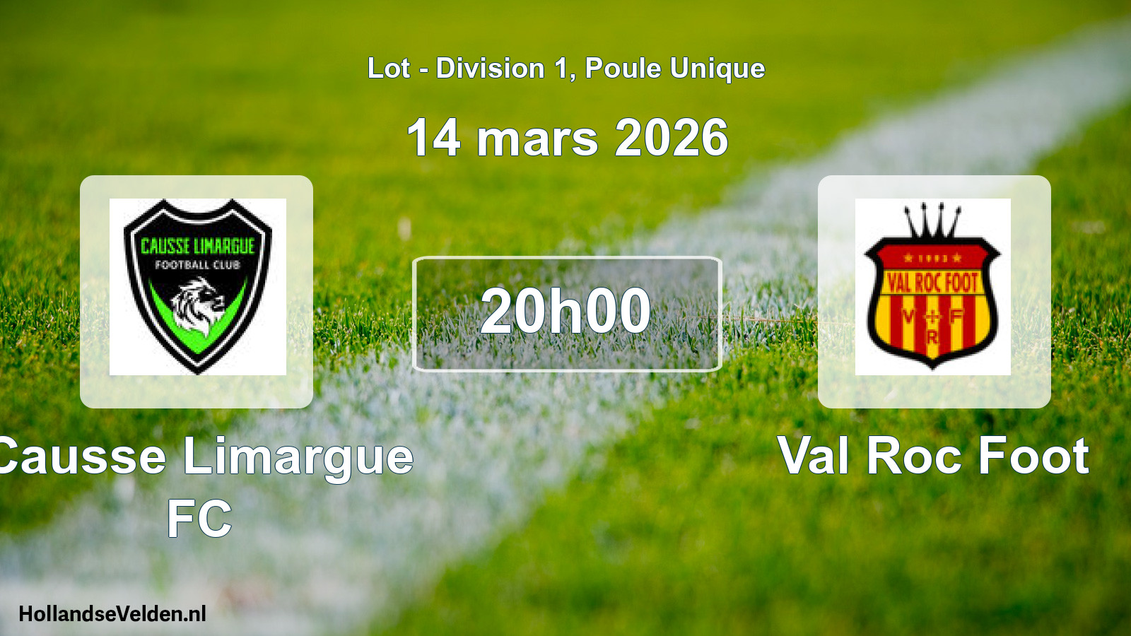 Match programmé: Causse Limargue FC - Val Roc Foot (14 mars 2026)