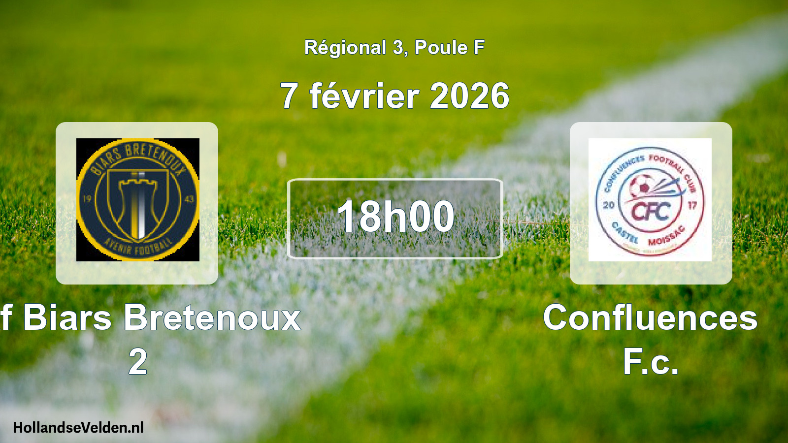 Geplande wedstrijd: Af Biars Bretenoux 2 - Confluences F.c. (7 février 2026)