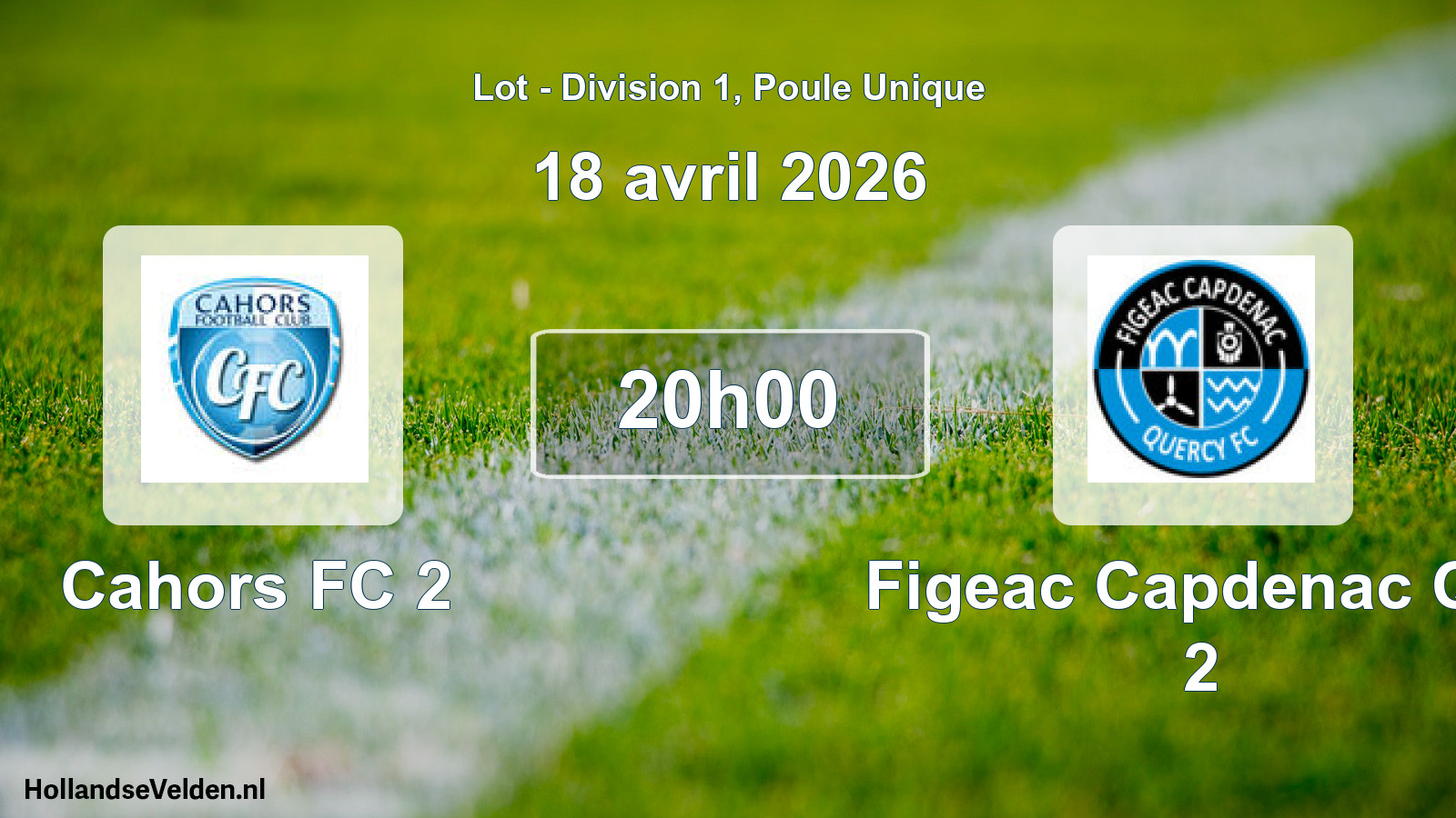 Match programmé: Cahors FC 2 - Figeac Capdenac Qfc 2 (18 avril 2026)